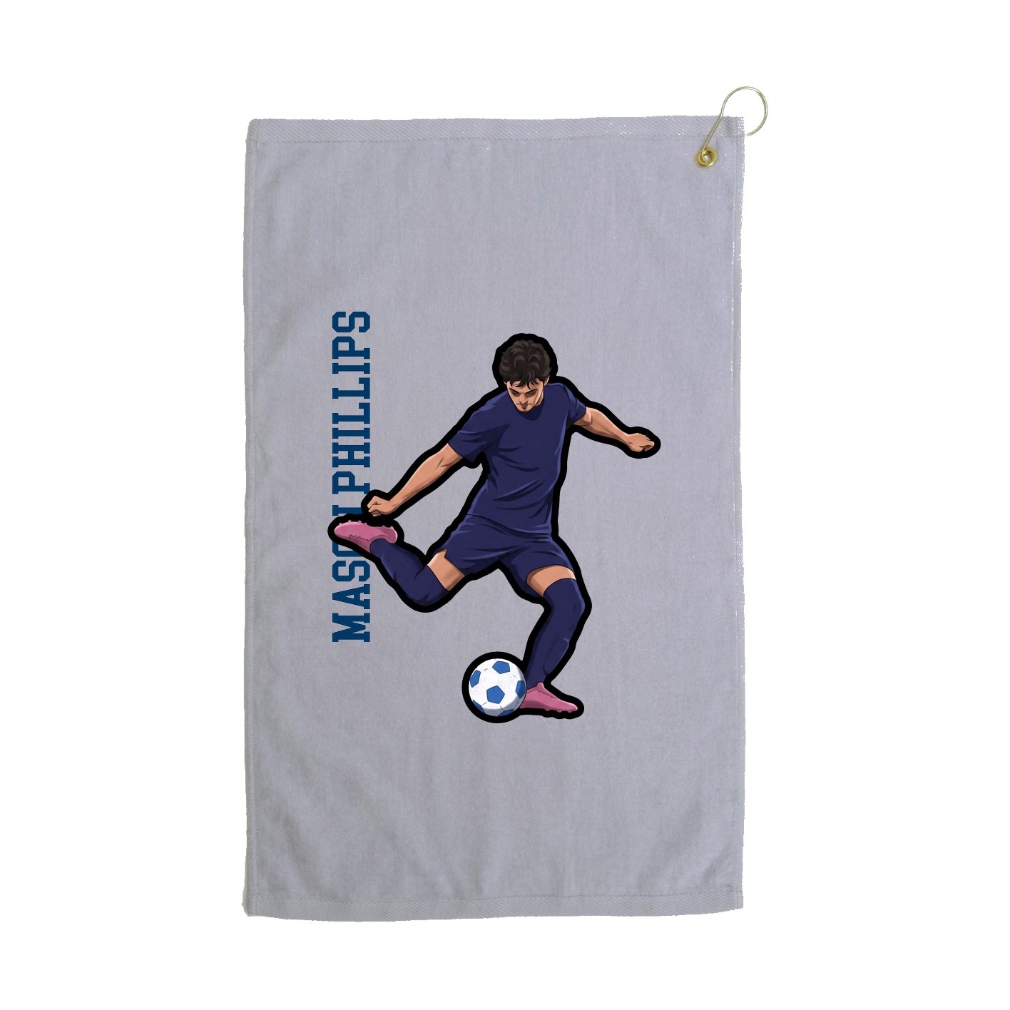 Golf Towel — Name Vertical in Grey