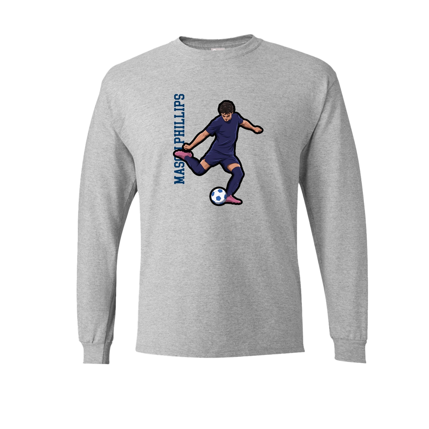 Long Sleeve Tee — Name Vertical in Grey
