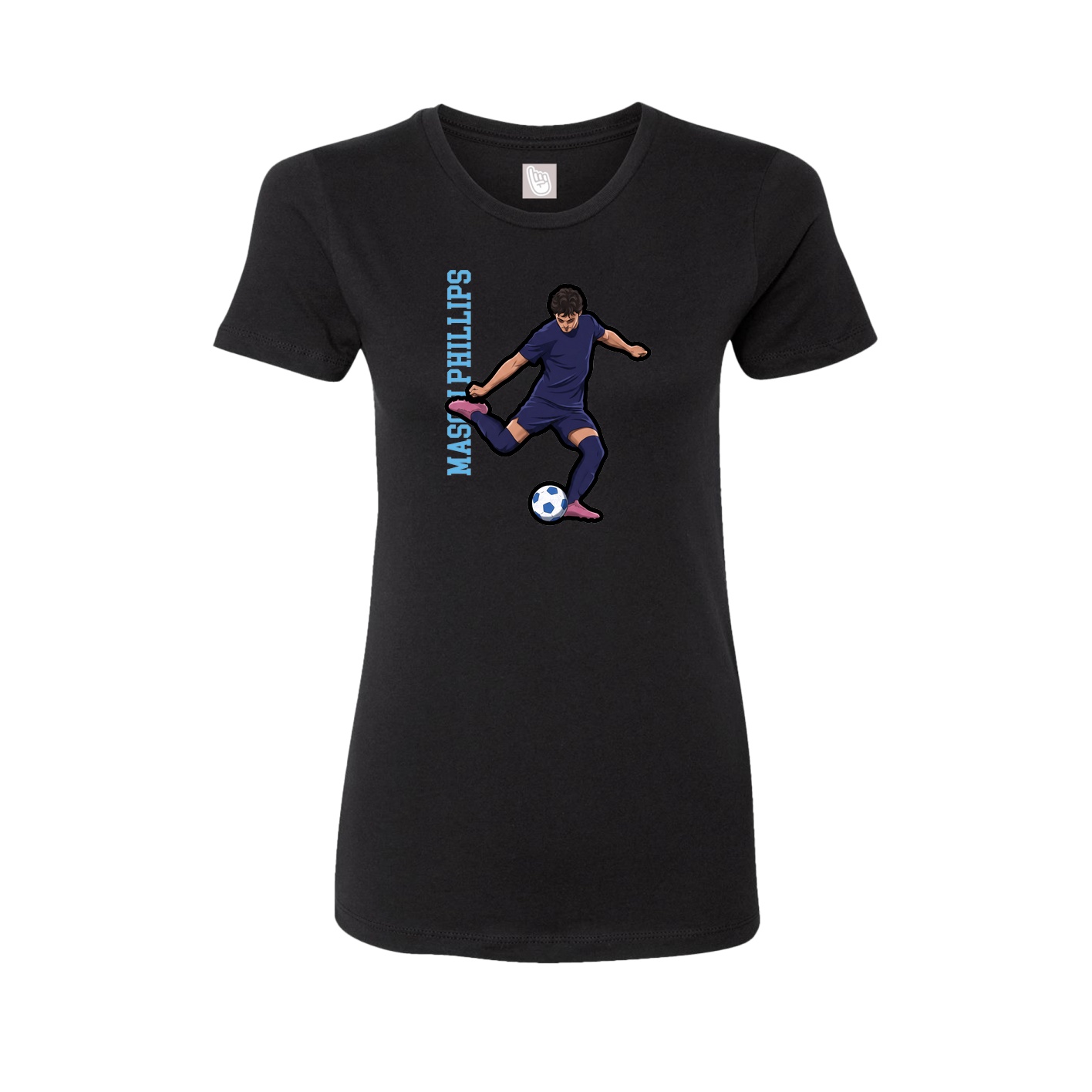 Fitted Women's Tee — Name Vertical in Black