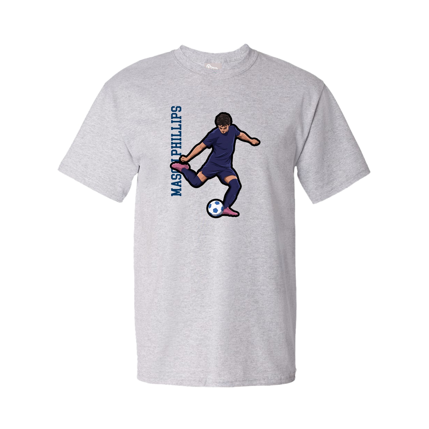 Youth Tee — Name Vertical in Grey