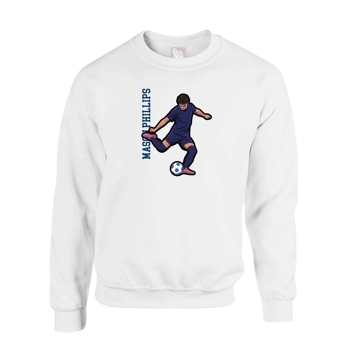 Fleece Crew — Name Vertical in White
