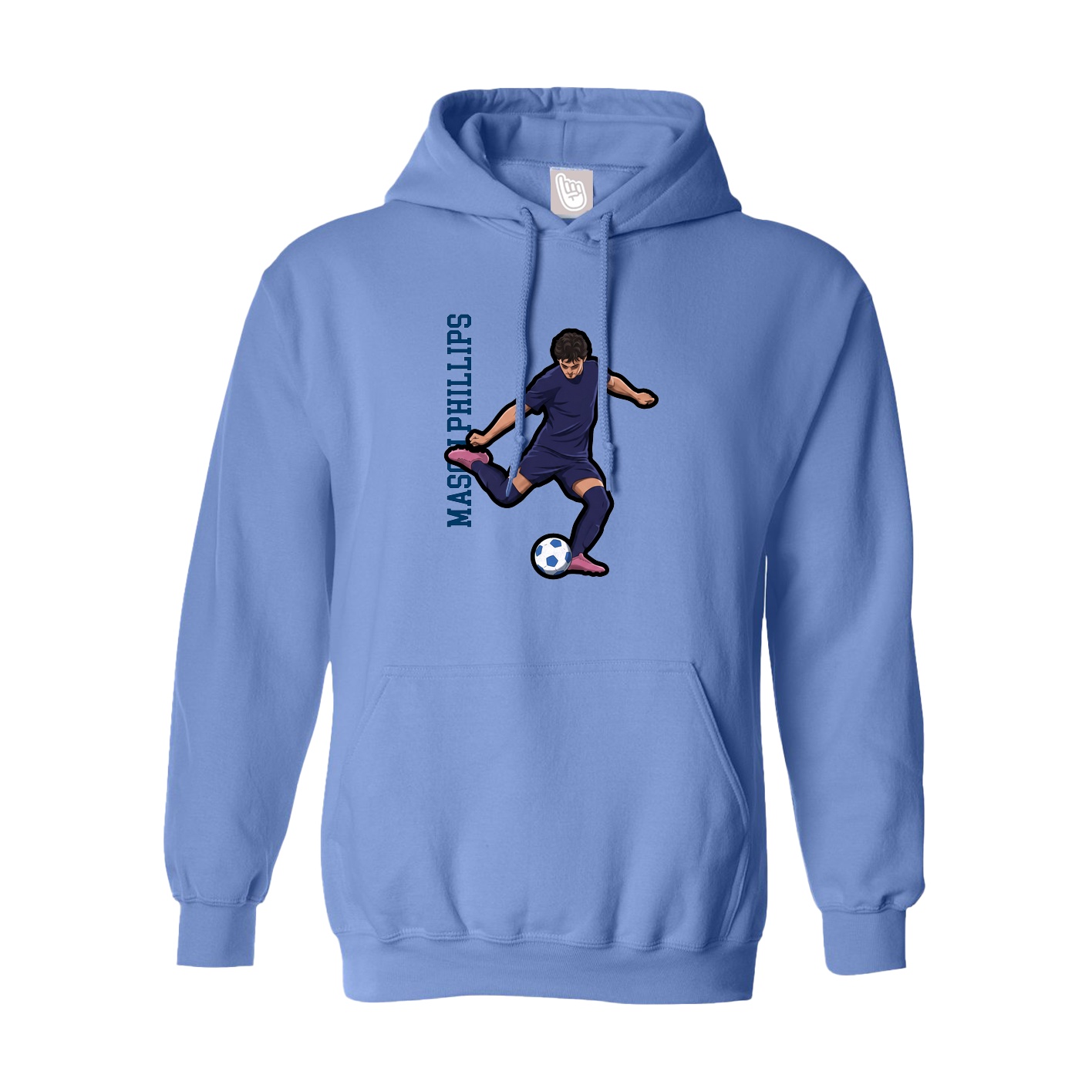 Youth Hoodie — Name Vertical in Powder Blue