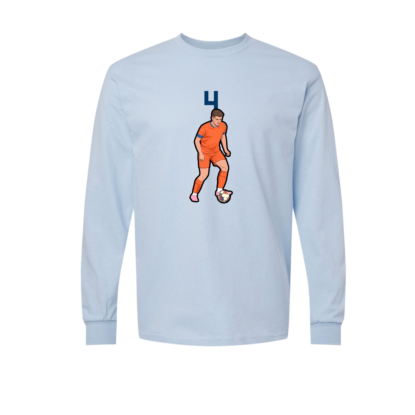 Long Sleeve Tee — Number Top in Light Blue