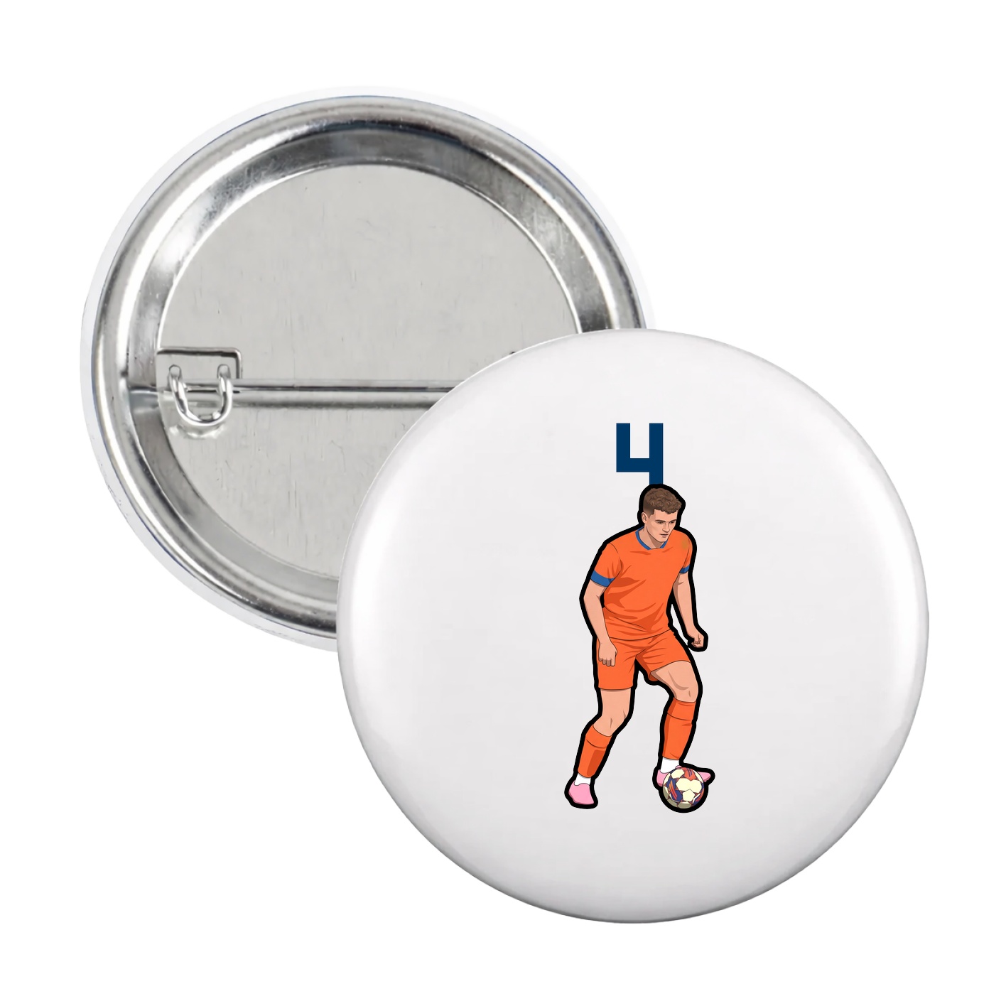 Game Day Button — Number Top in White