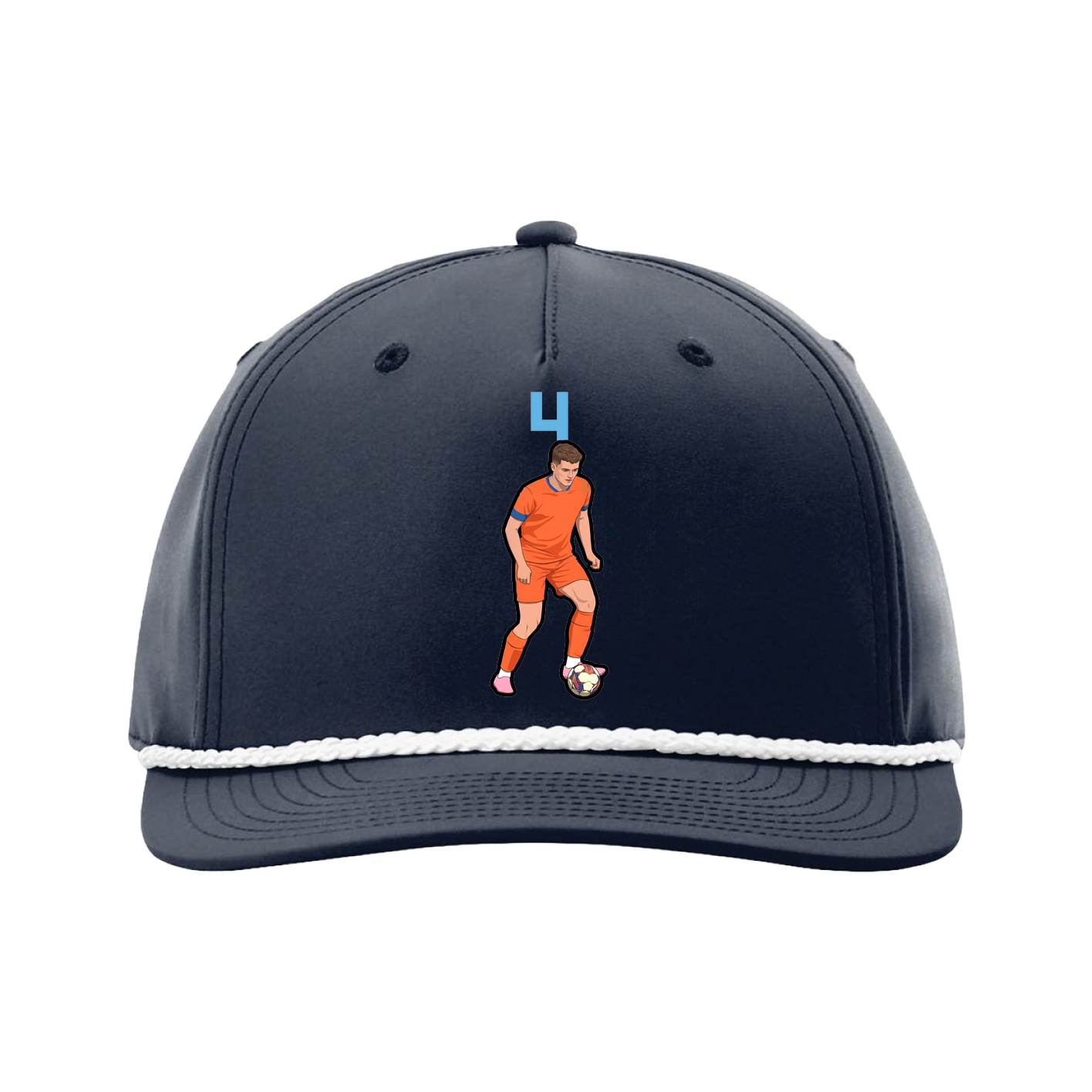 Five-Panel Classic Rope Cap — Number Top in Navy