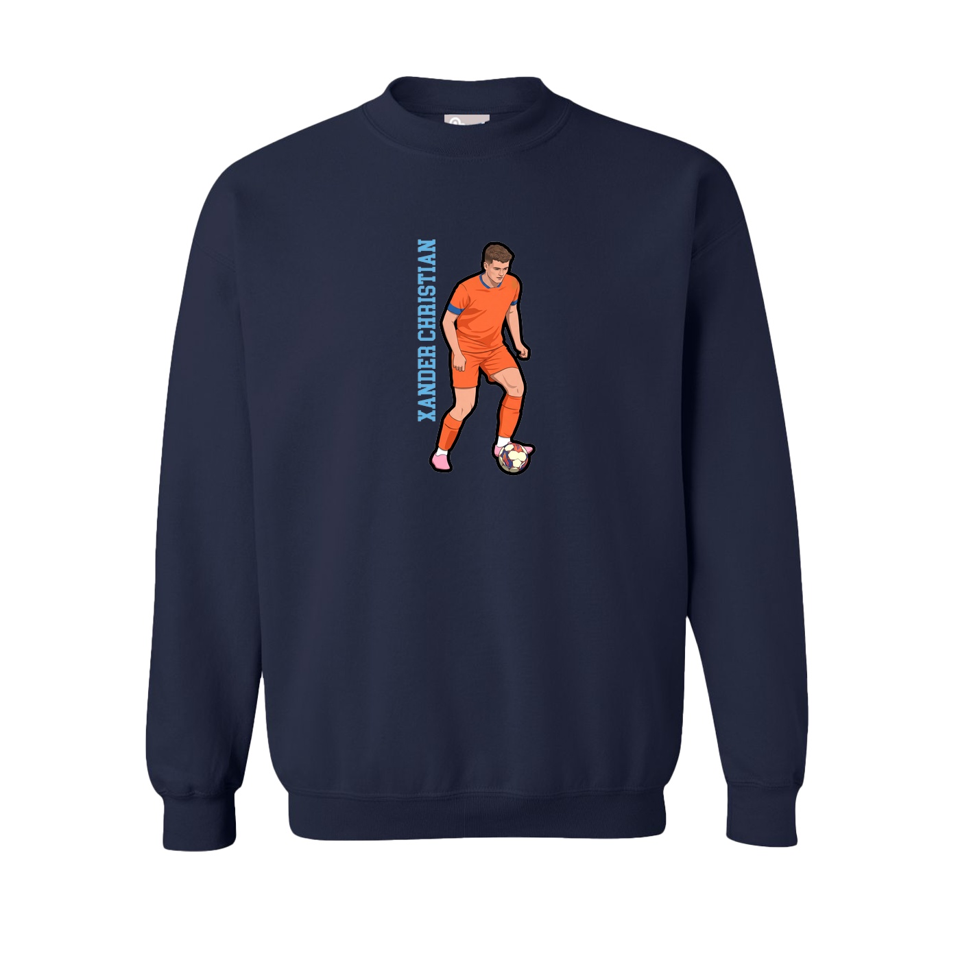 Fleece Crew — Name Vertical in Navy