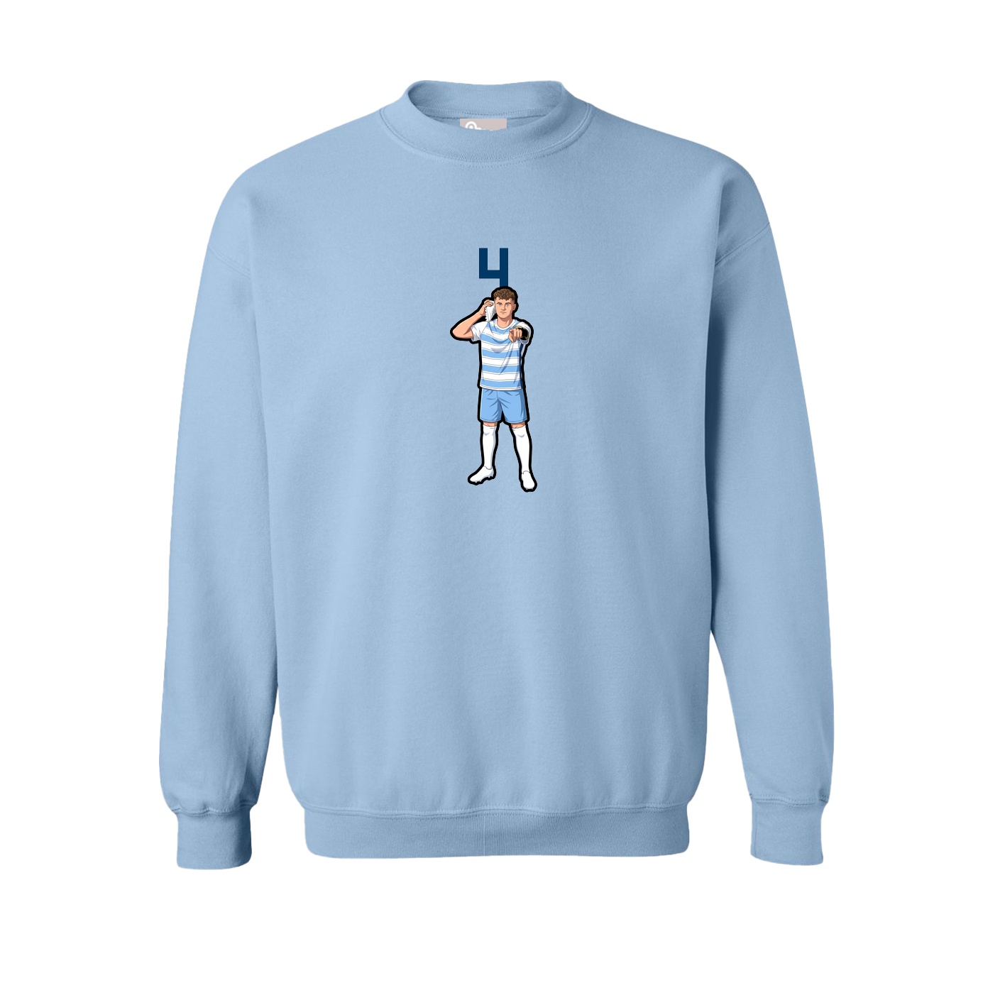 Fleece Crew — Number Top in Light Blue