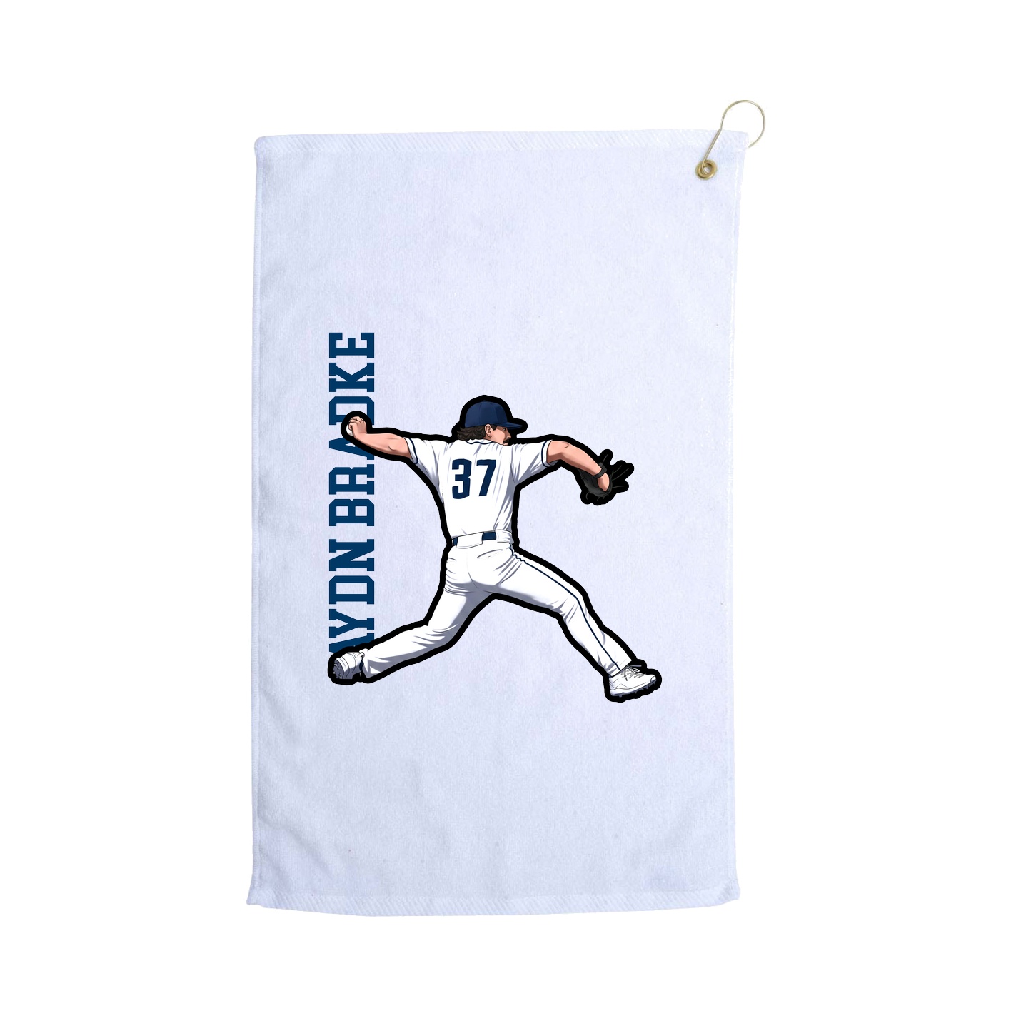 Golf Towel — Name Vertical in White