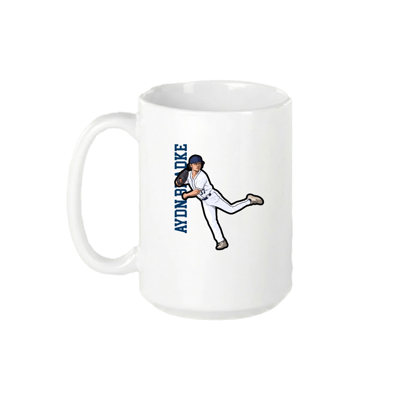 15oz Coffee Mug — Name Vertical in White