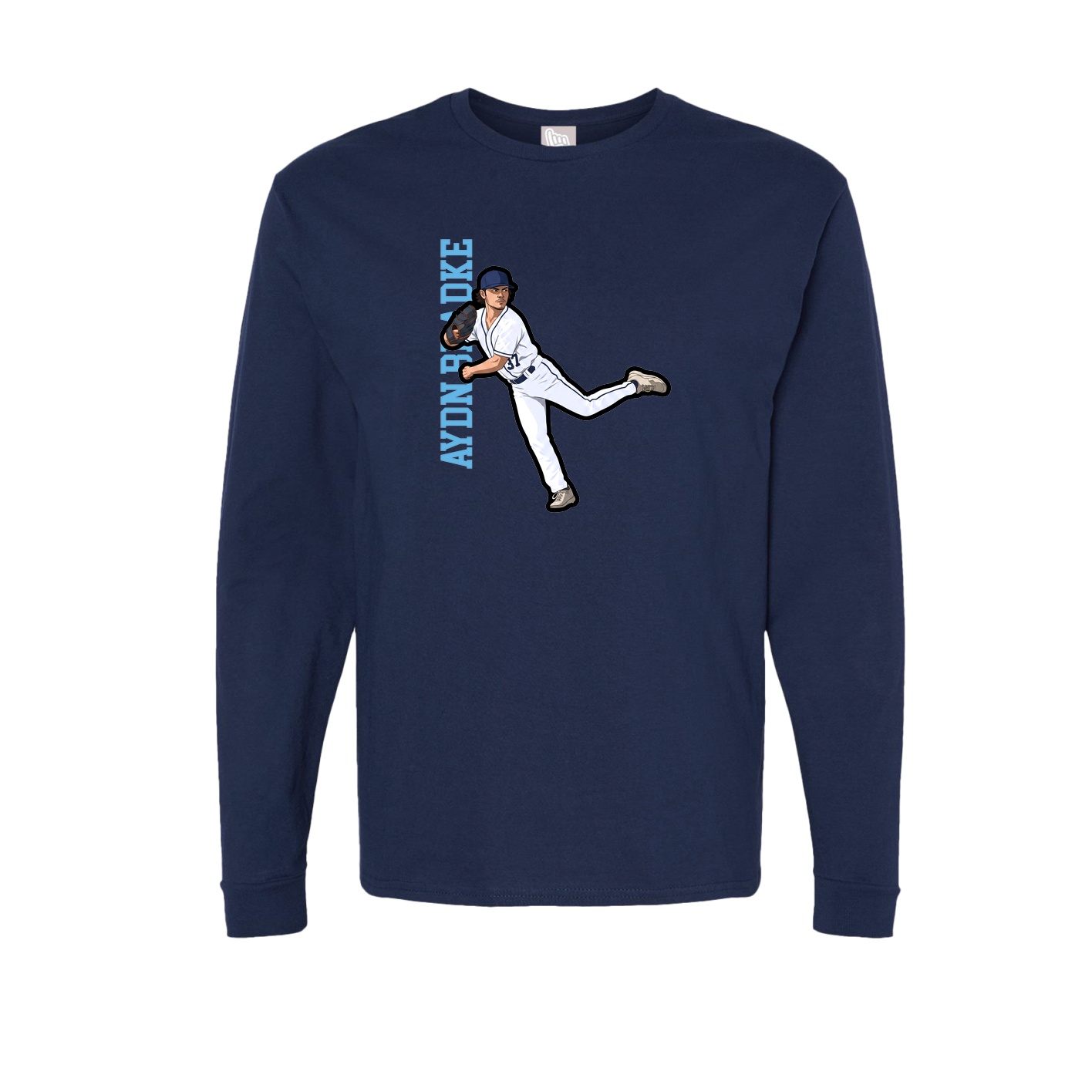 Long Sleeve Tee — Name Vertical in Navy