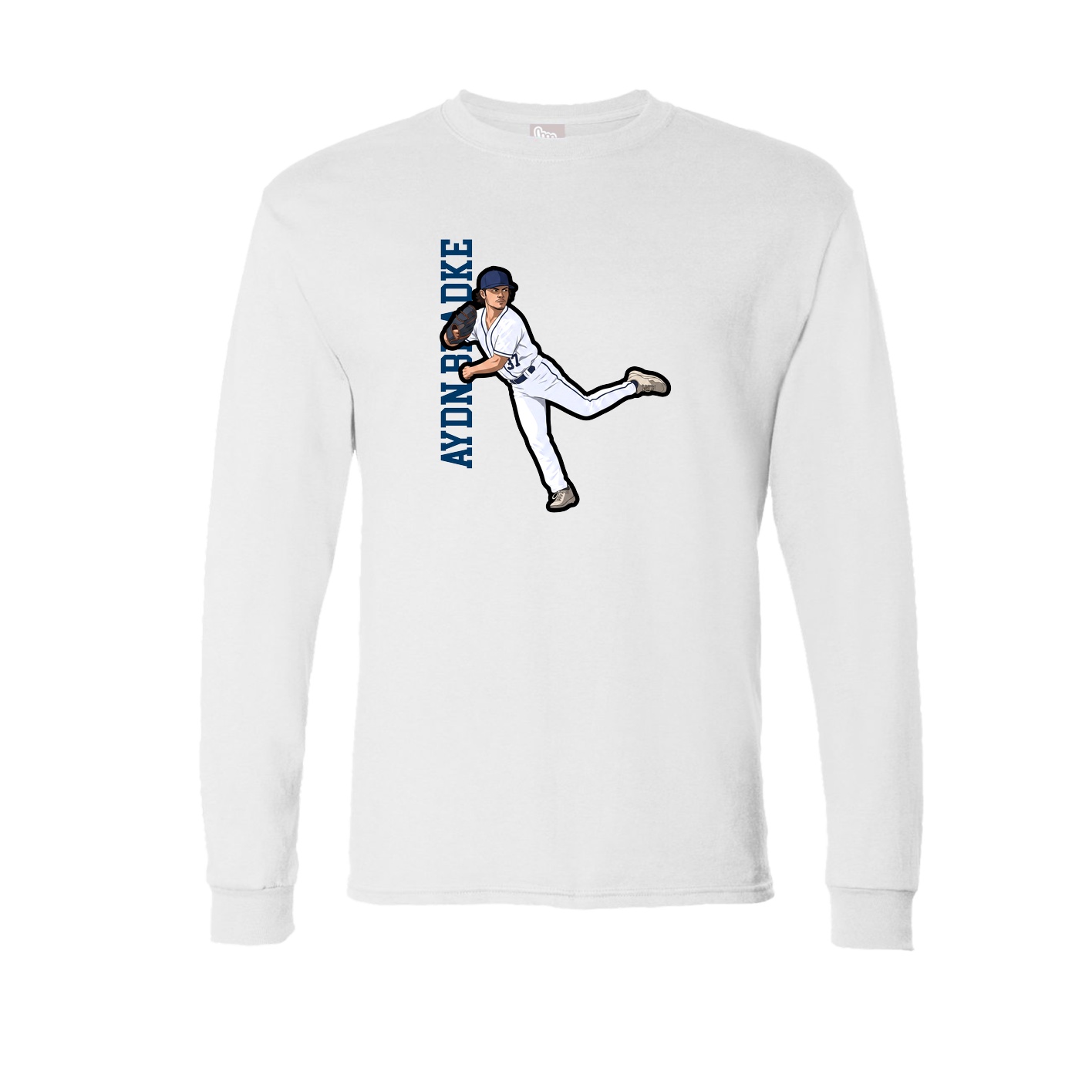Long Sleeve Tee — Name Vertical in White