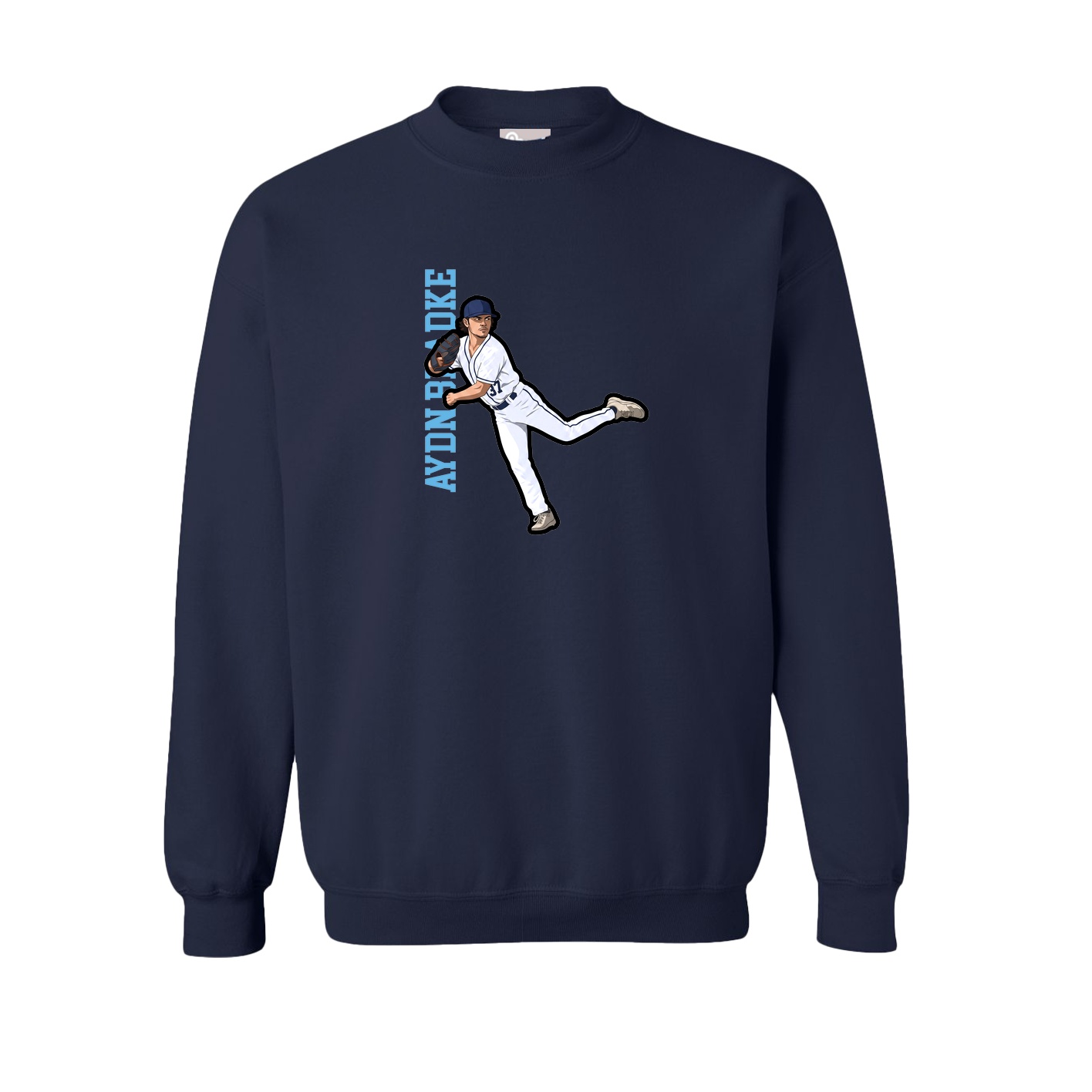 Fleece Crew — Name Vertical in Navy