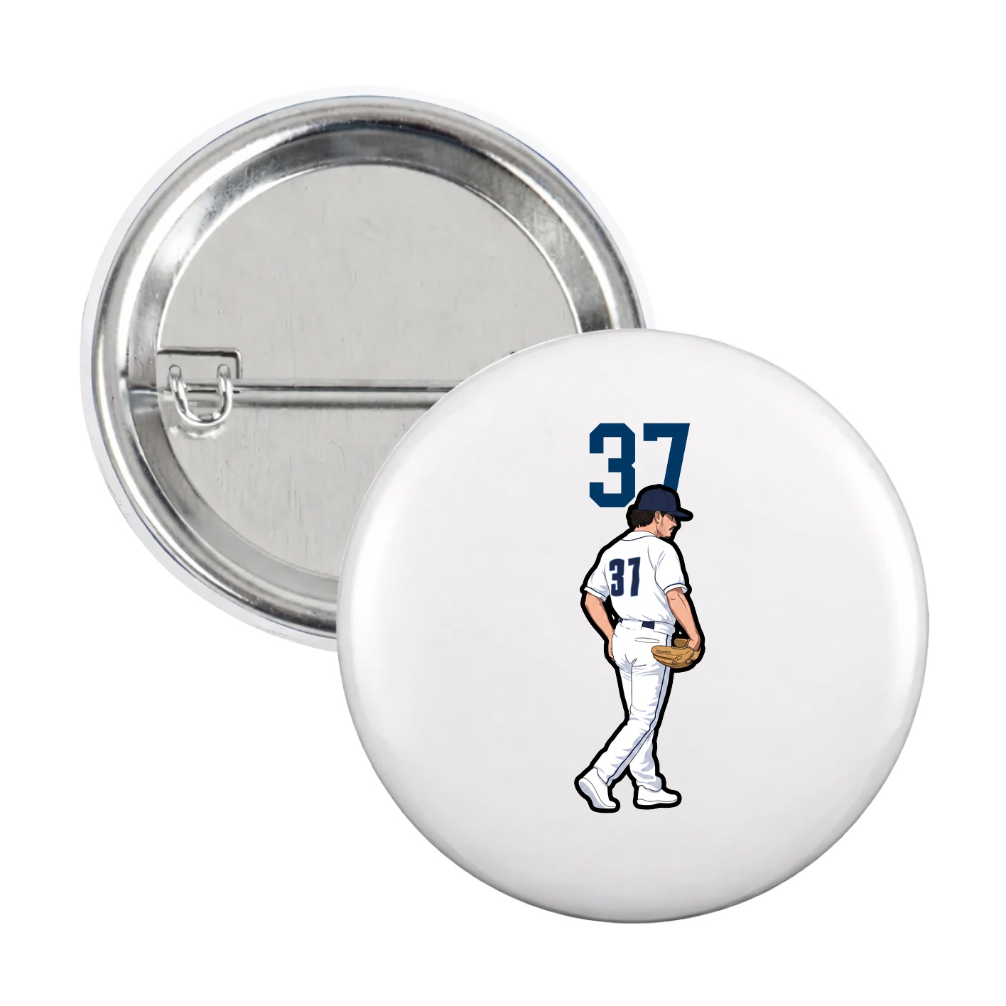 Game Day Button — Number Top in White