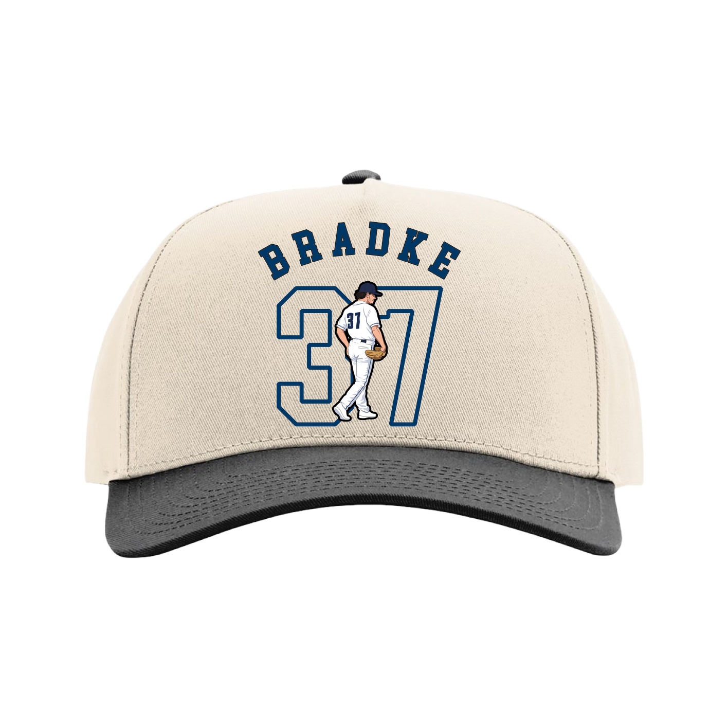 Full Fabric Five-Panel Champ Cap — Shirsey Arch in Cream/Black
