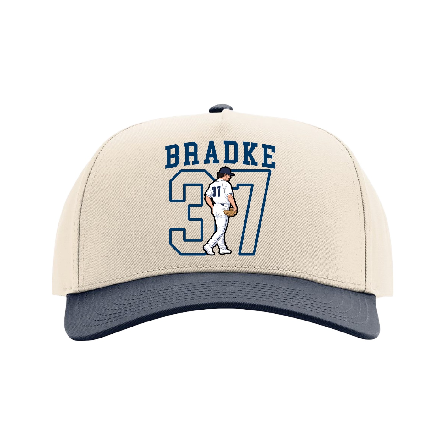 Full Fabric Five-Panel Champ Cap — Shirsey in Cream/Navy