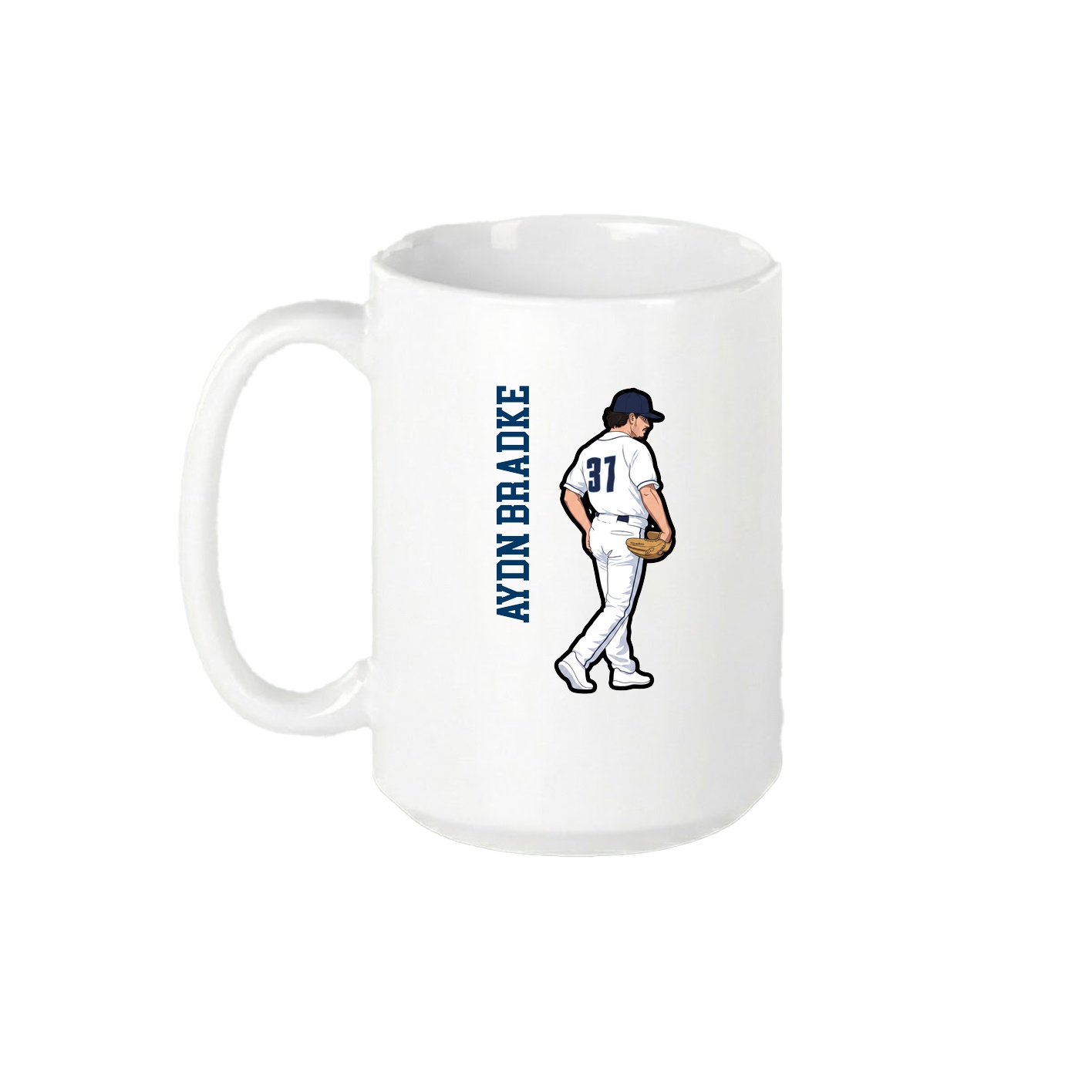 15oz Coffee Mug — Name Vertical in White