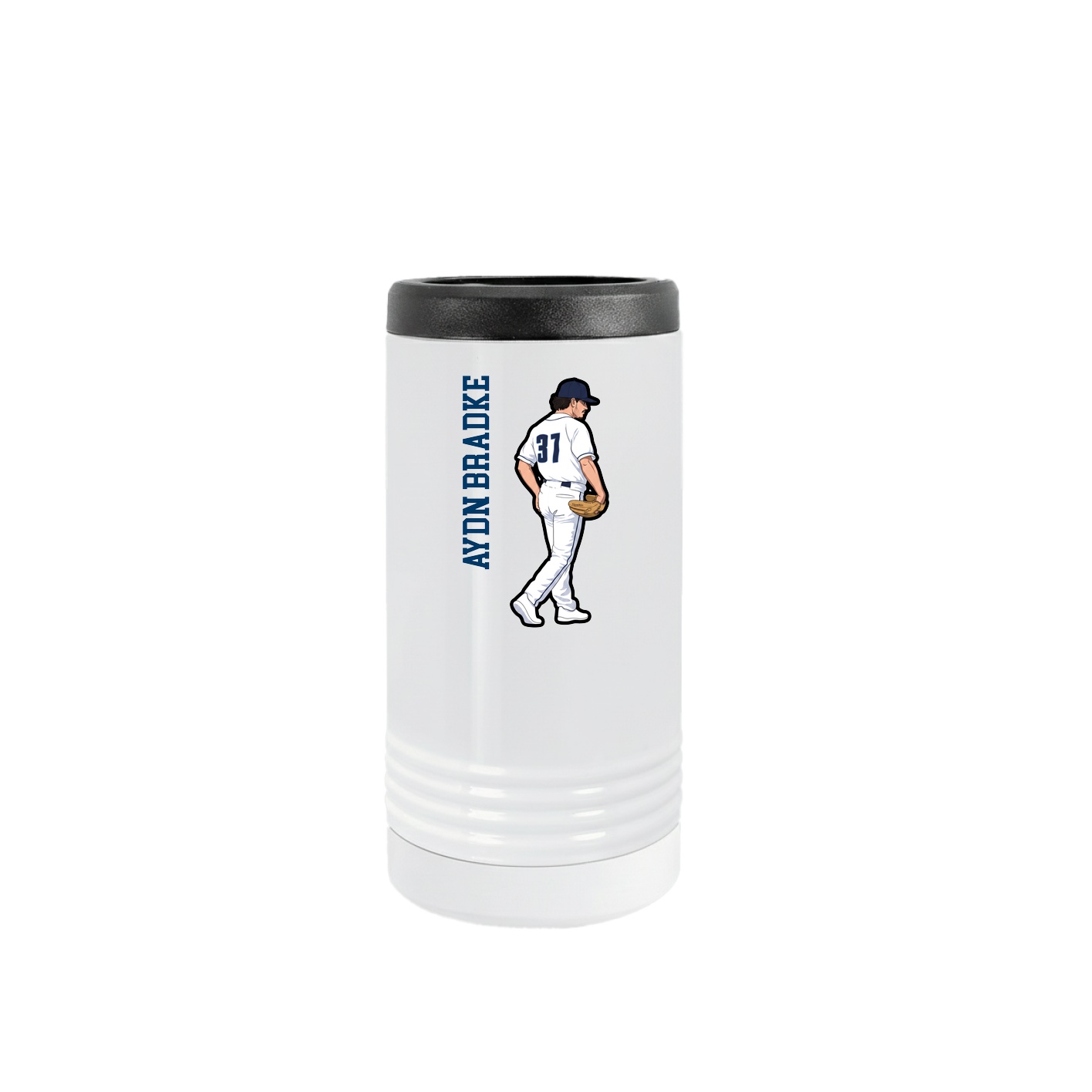 Slim Beverage Holder — Name Vertical in White