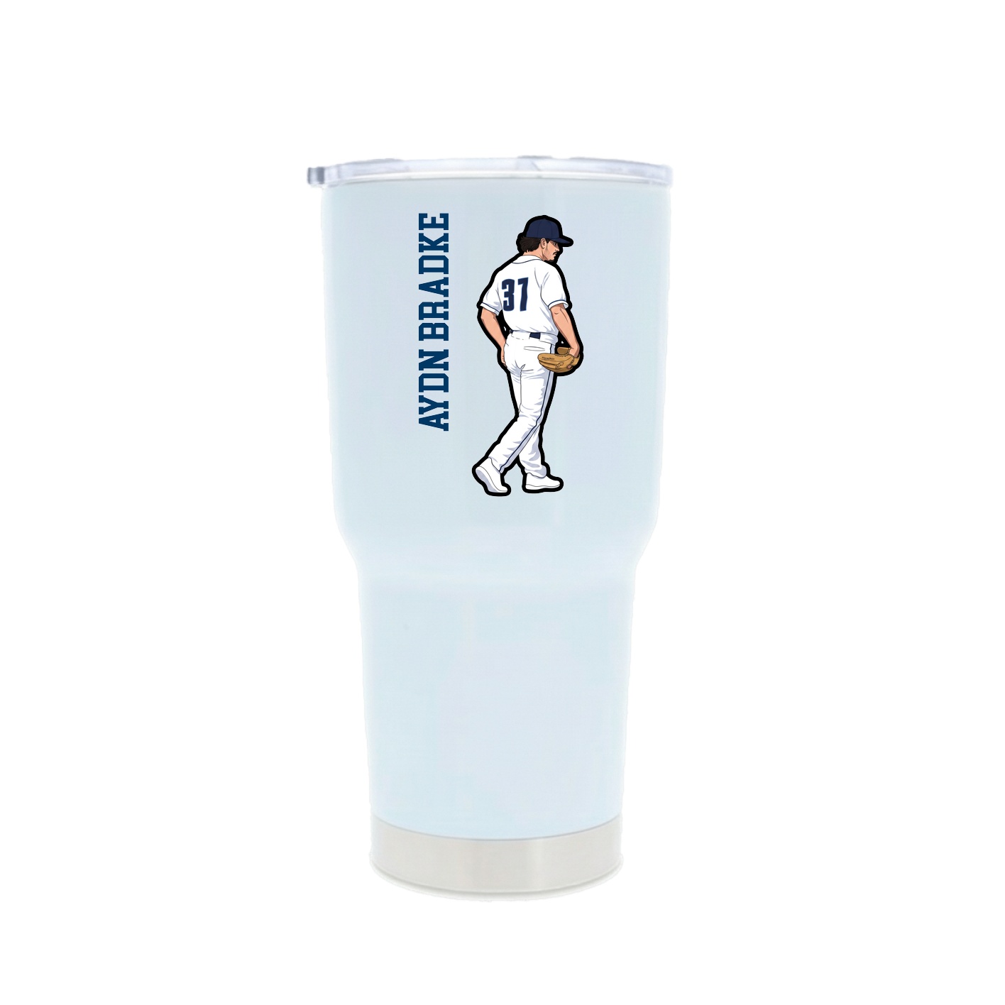 30oz Stainless Steel Tumbler — Name Vertical in White
