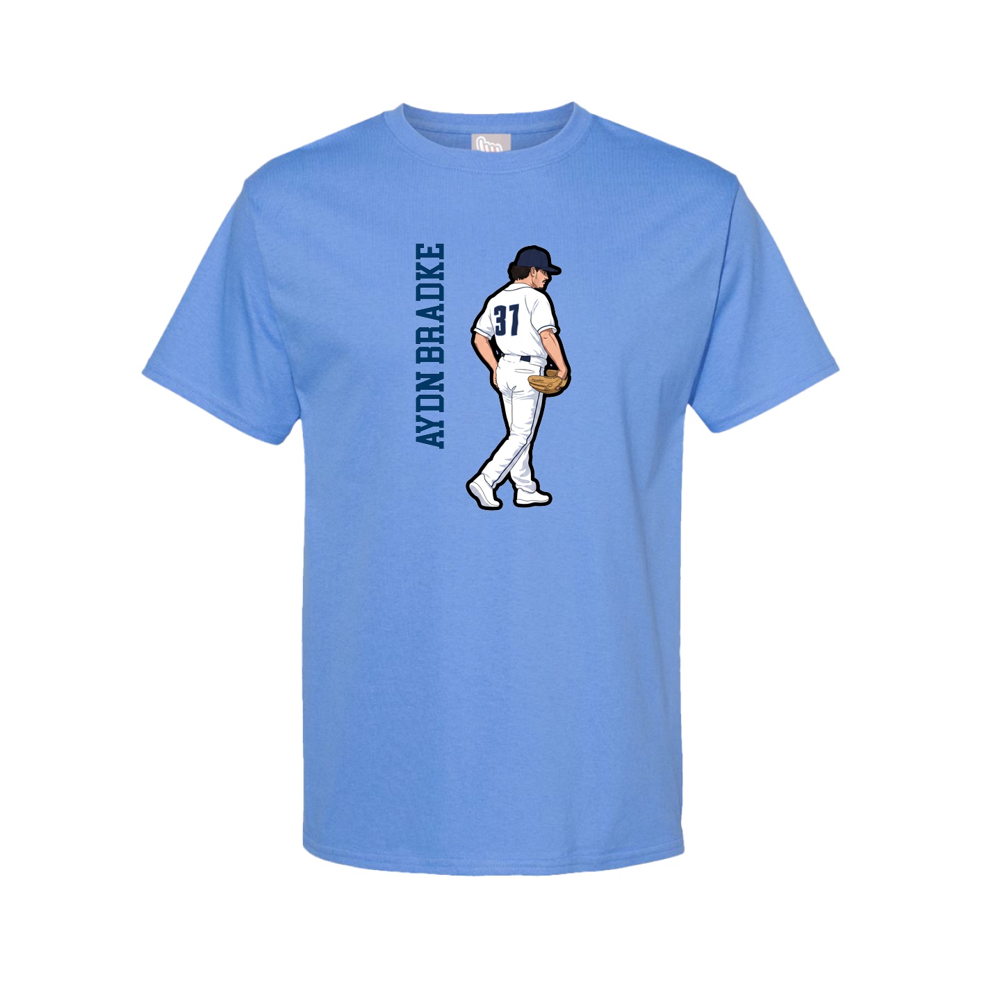 Tee — Name Vertical in Powder Blue