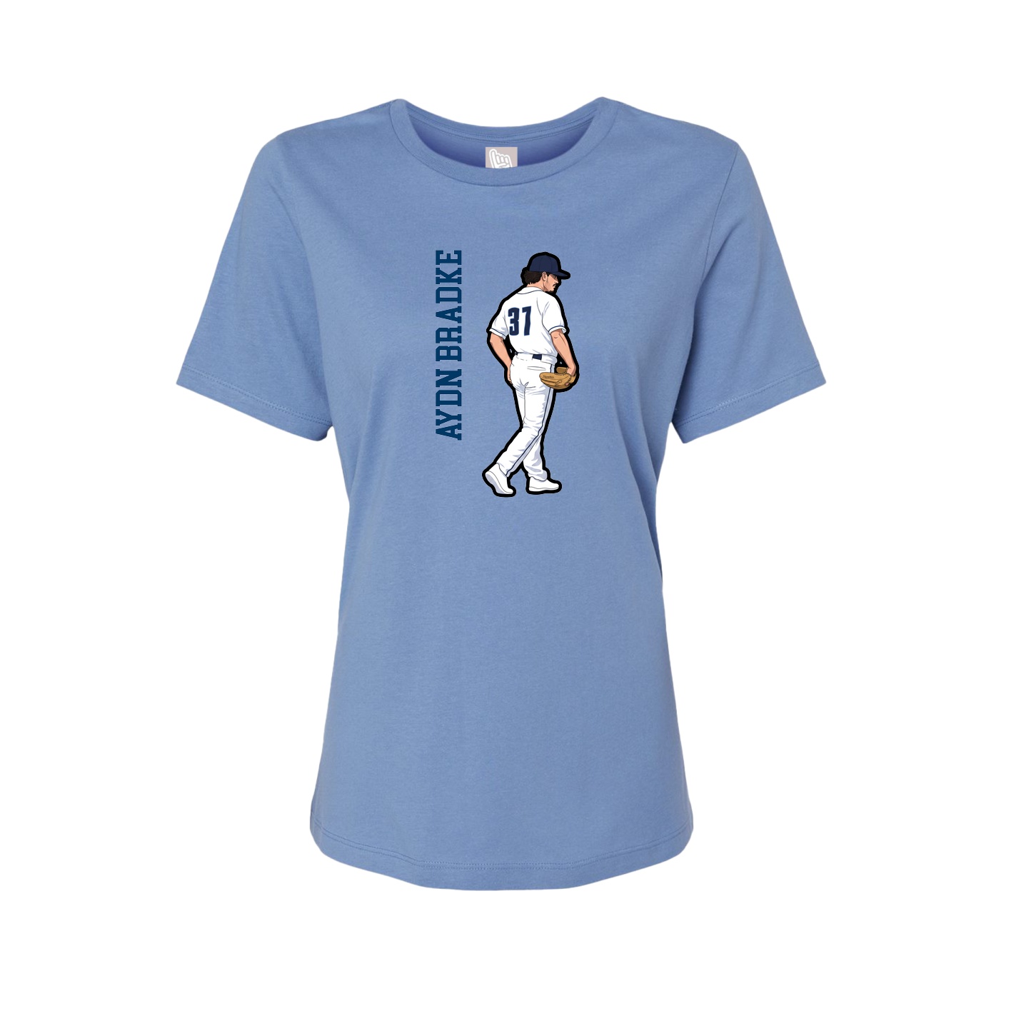 Womens Tee — Name Vertical in Powder Blue