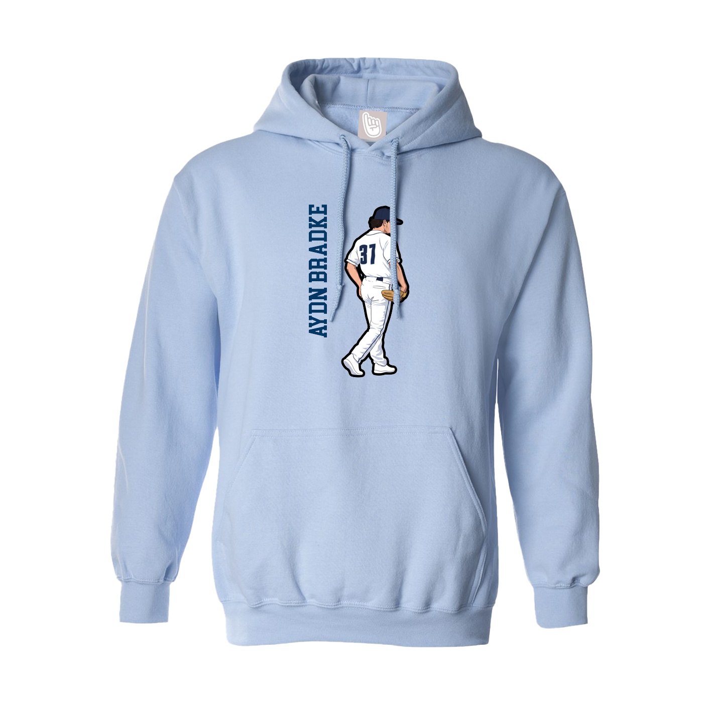 Hoodie — Name Vertical in Light Blue