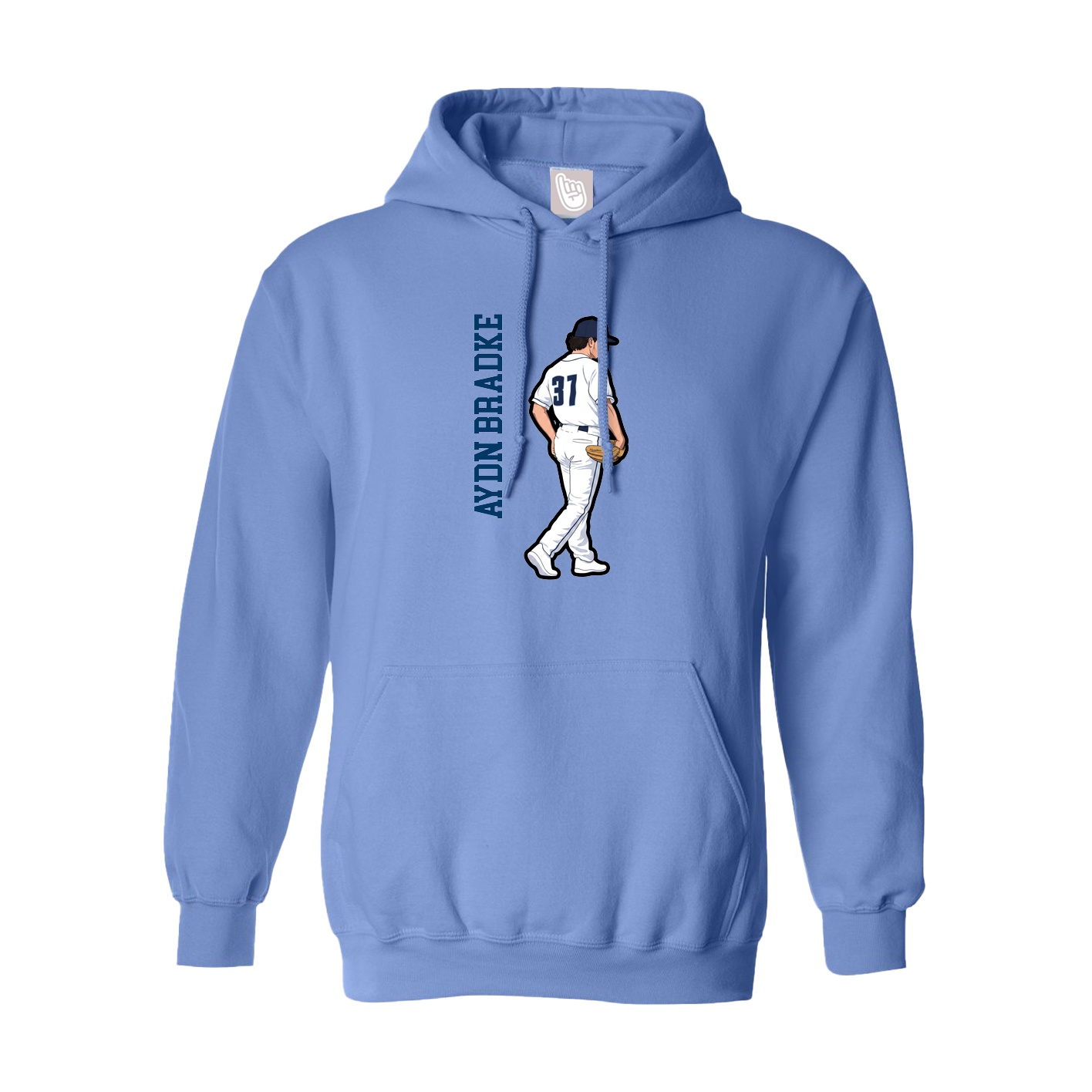 Hoodie — Name Vertical in Powder Blue