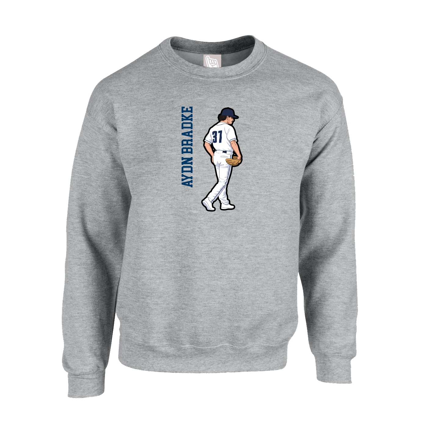 Fleece Crew — Name Vertical in Grey