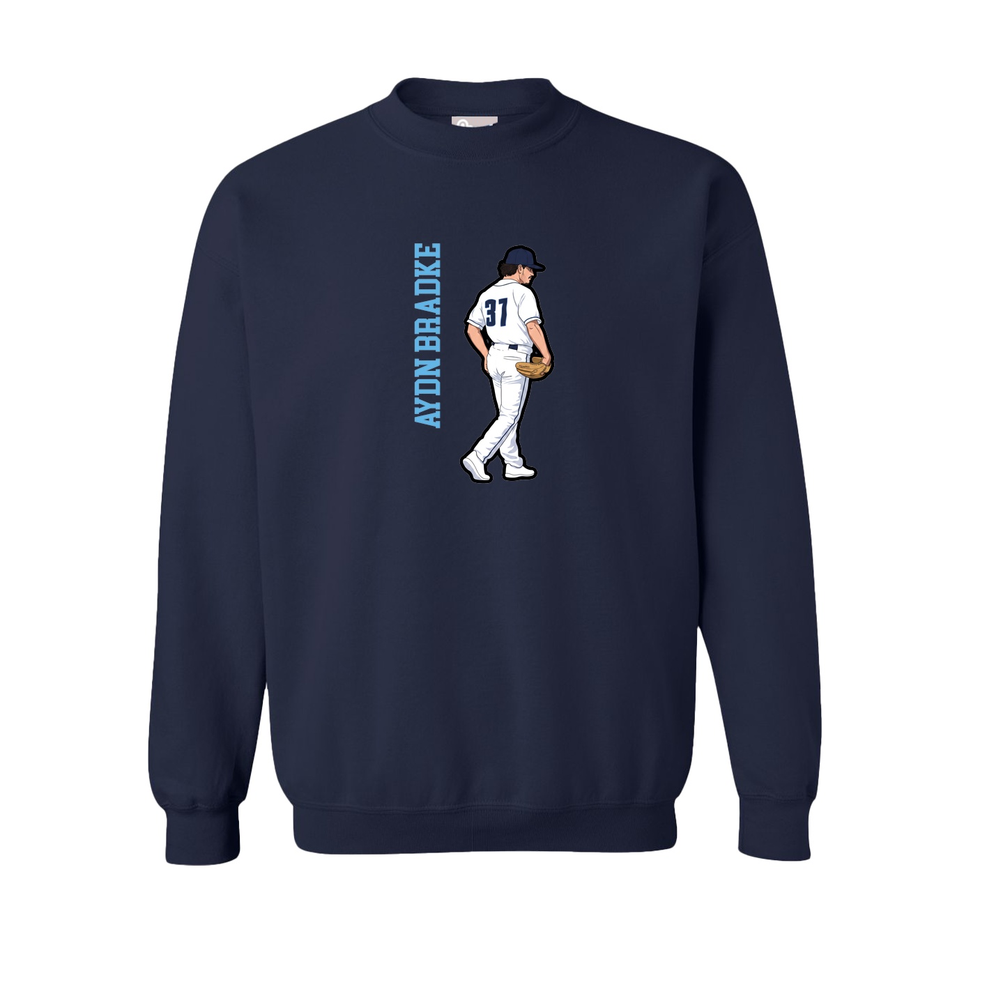 Fleece Crew — Name Vertical in Navy