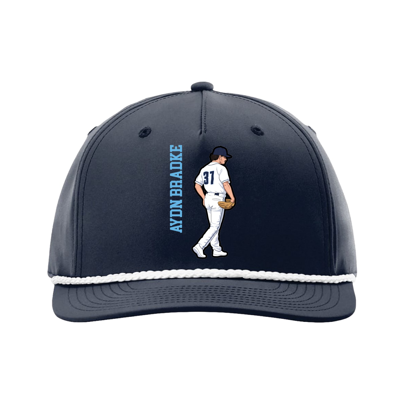 Five-Panel Classic Rope Cap — Name Vertical in Navy