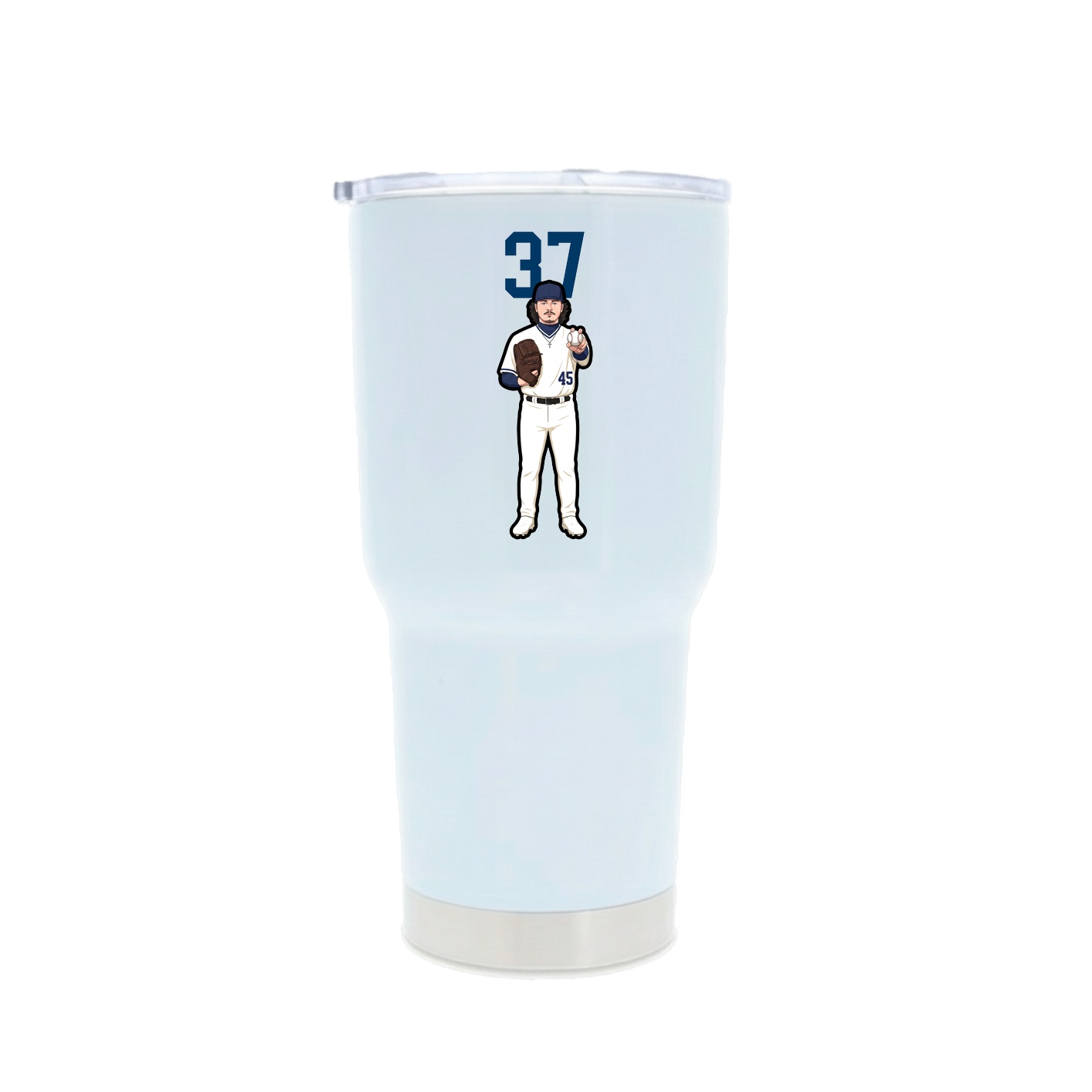 30oz Stainless Steel Tumbler — Number Top in White
