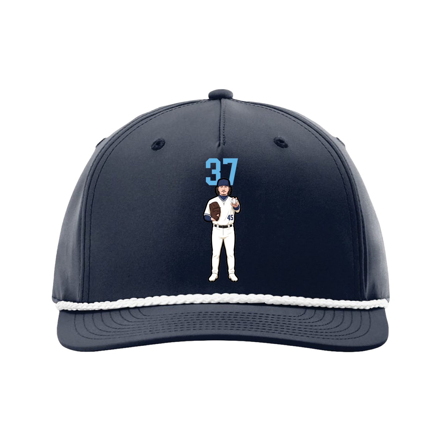 Five-Panel Classic Rope Cap — Number Top in Navy