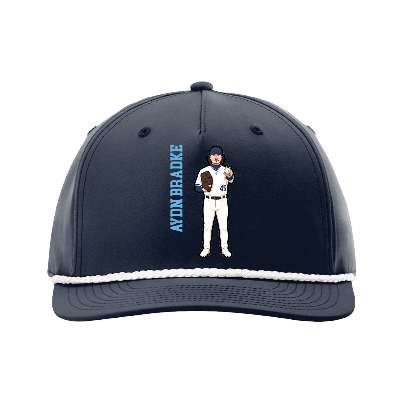 Five-Panel Classic Rope Cap — Name Vertical in Navy