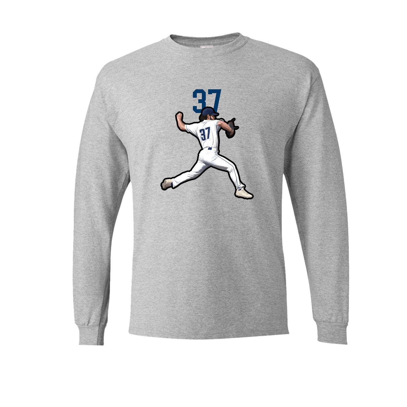 Long Sleeve Tee — Number Top in Grey