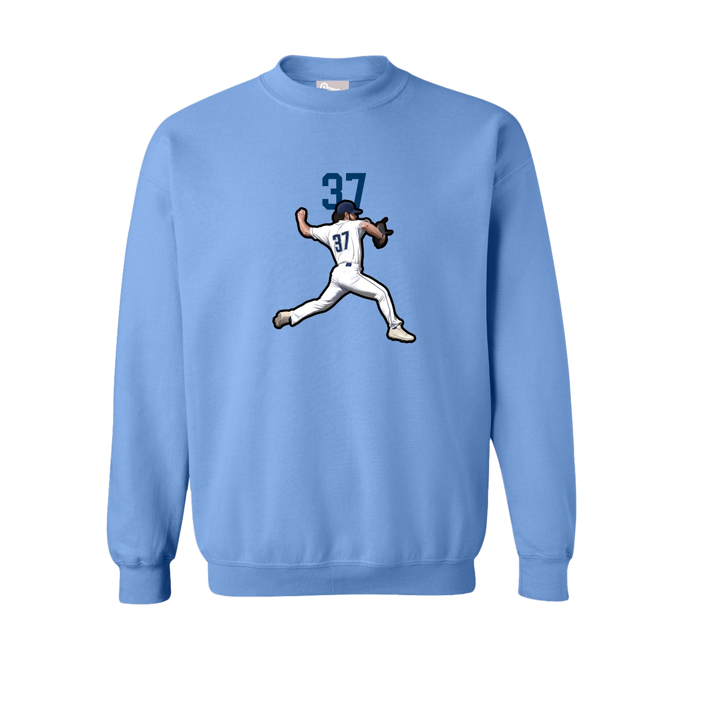 Fleece Crew — Number Top in Powder Blue