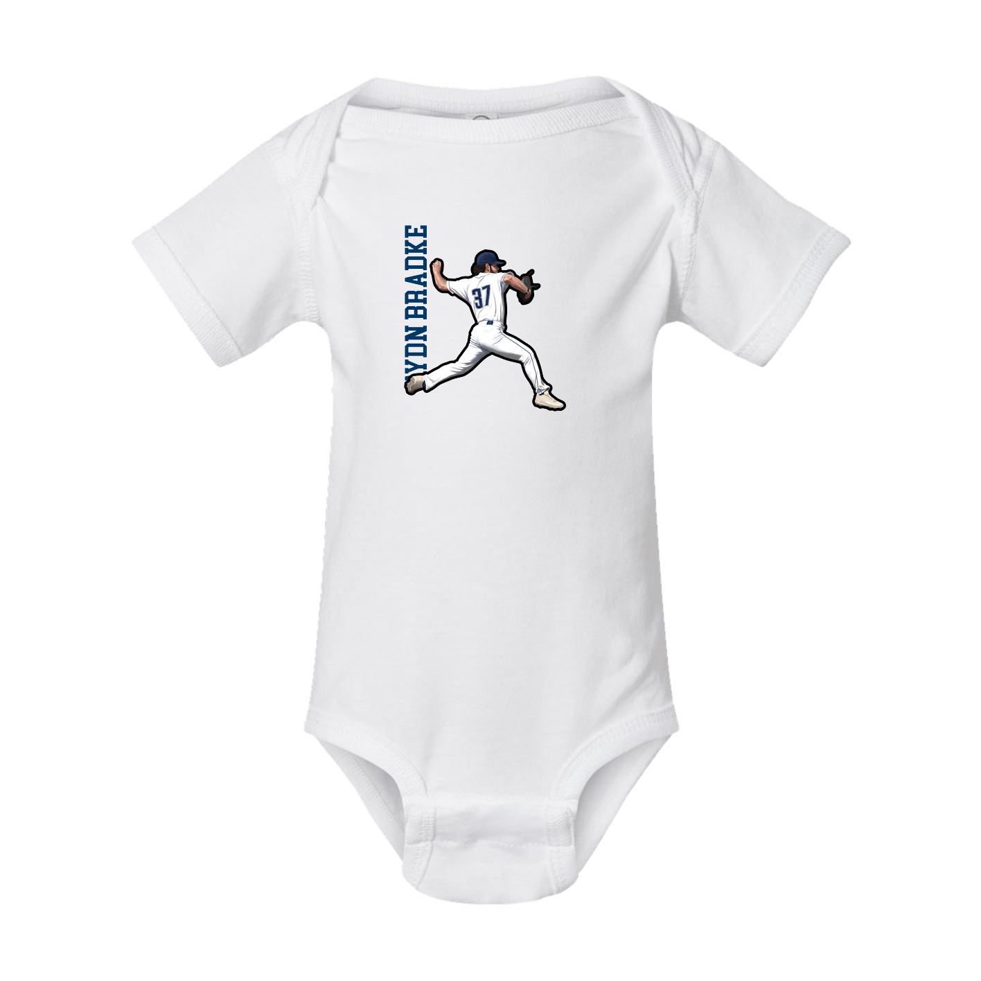 Baby Onesie — Name Vertical in White