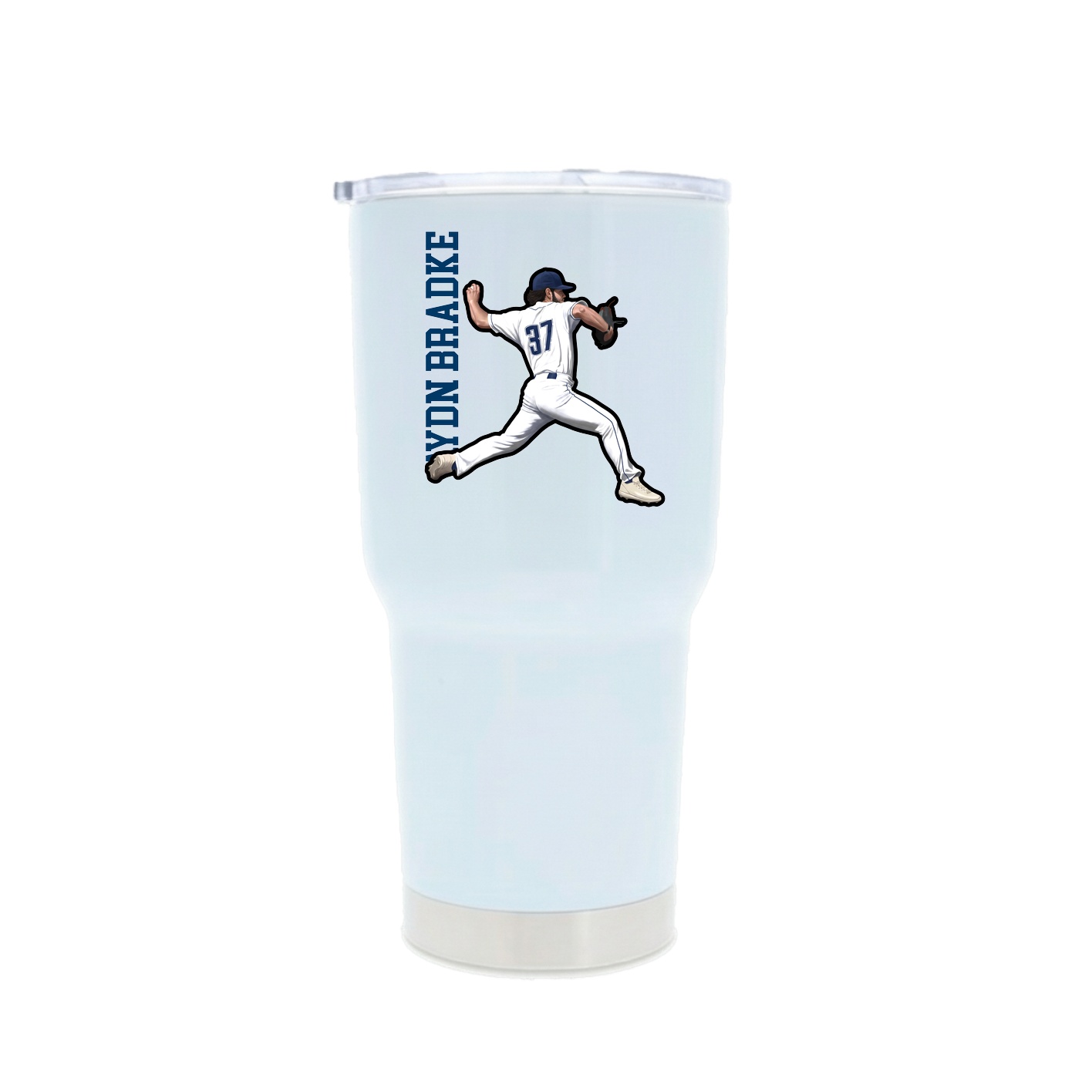 30oz Stainless Steel Tumbler — Name Vertical in White