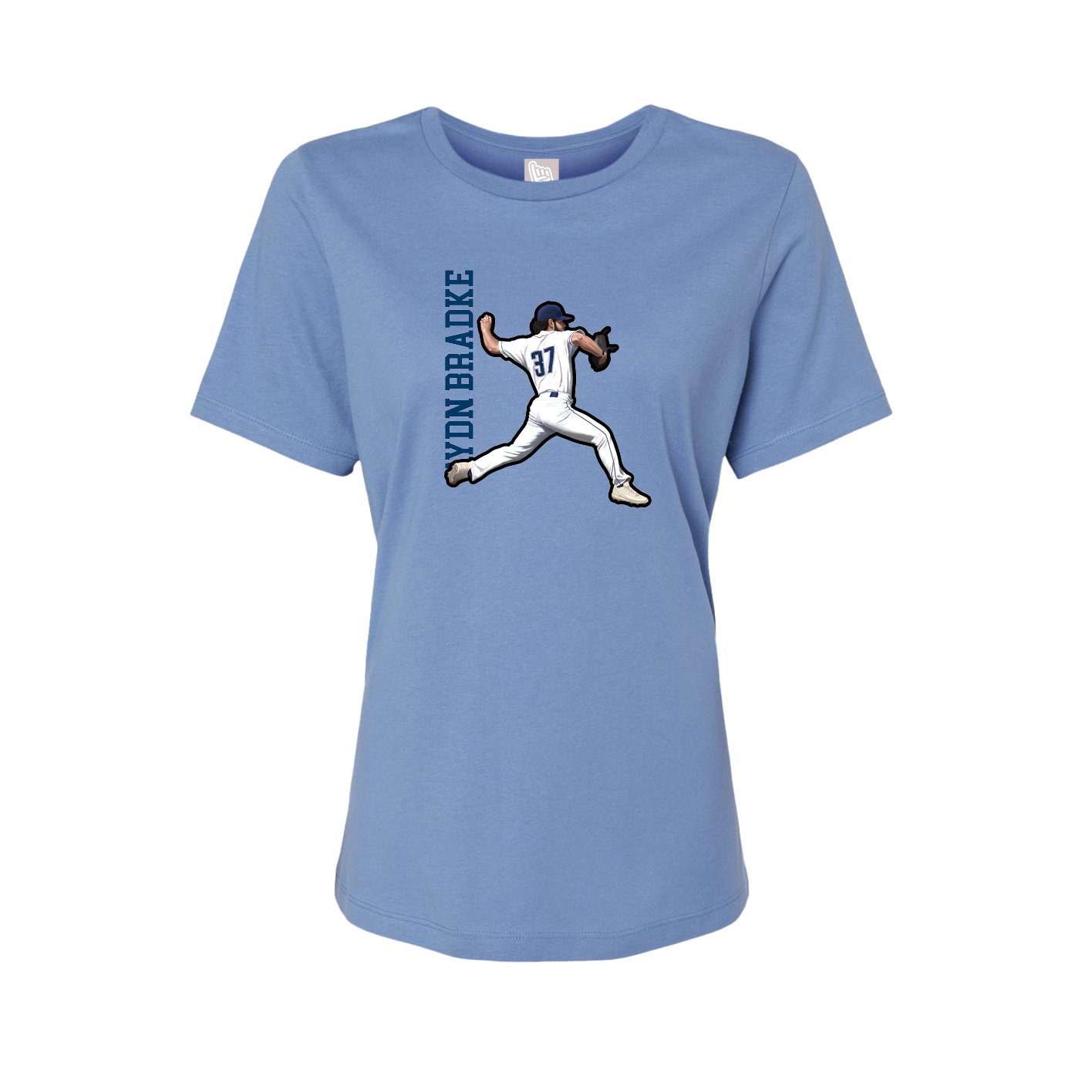 Womens Tee — Name Vertical in Powder Blue