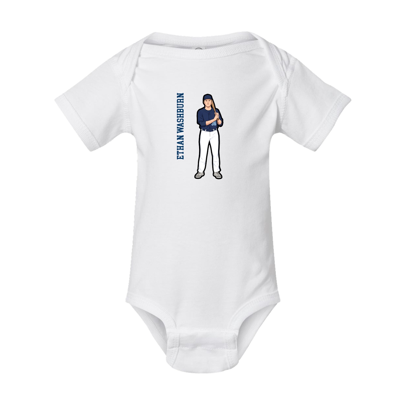 Baby Onesie — Name Vertical in White