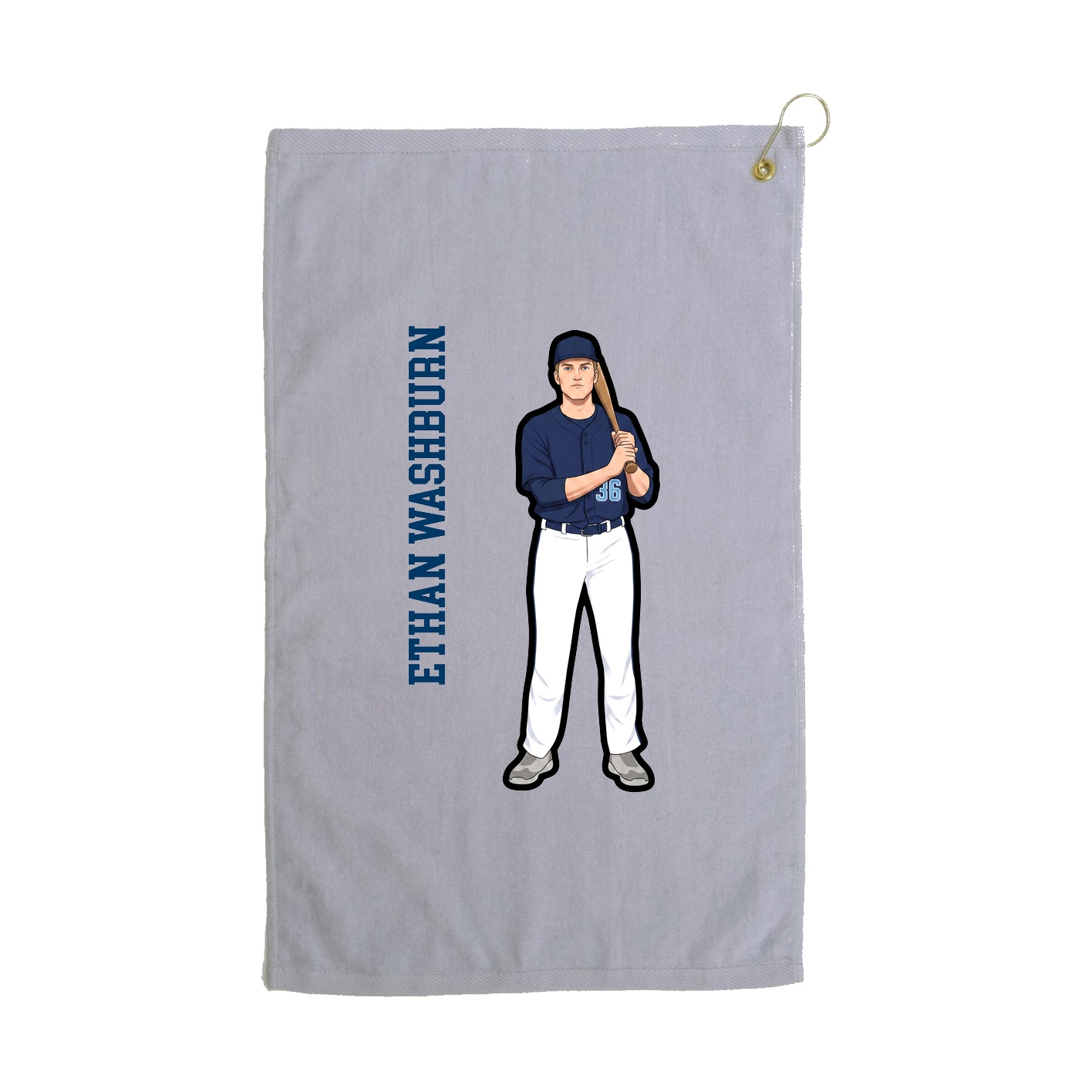 Golf Towel — Name Vertical in Grey