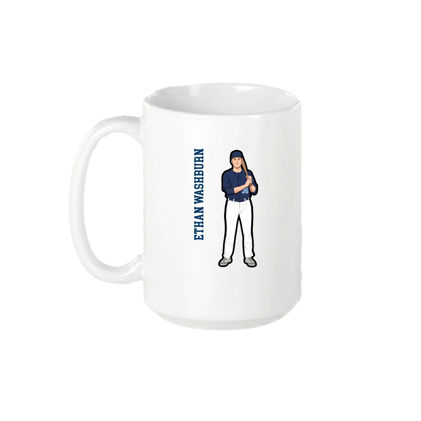 15oz Coffee Mug — Name Vertical in White