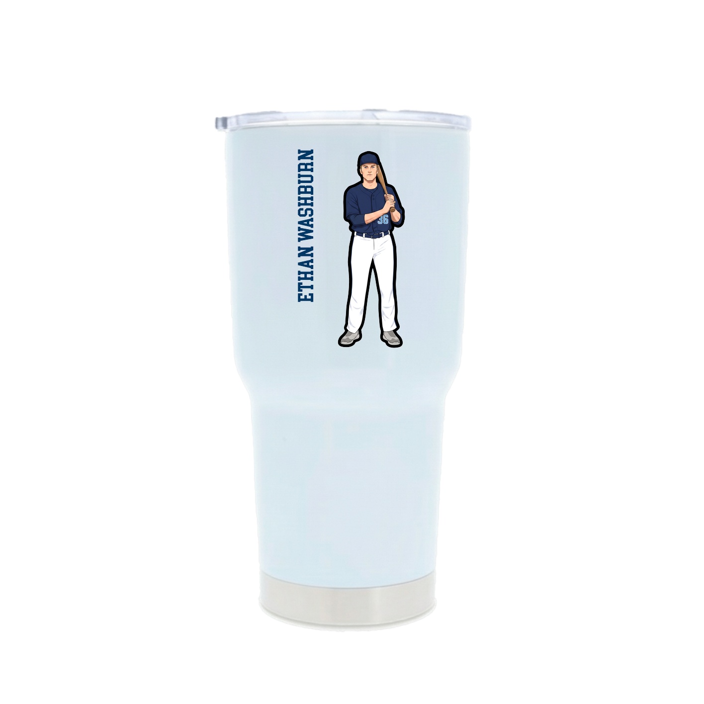 30oz Stainless Steel Tumbler — Name Vertical in White