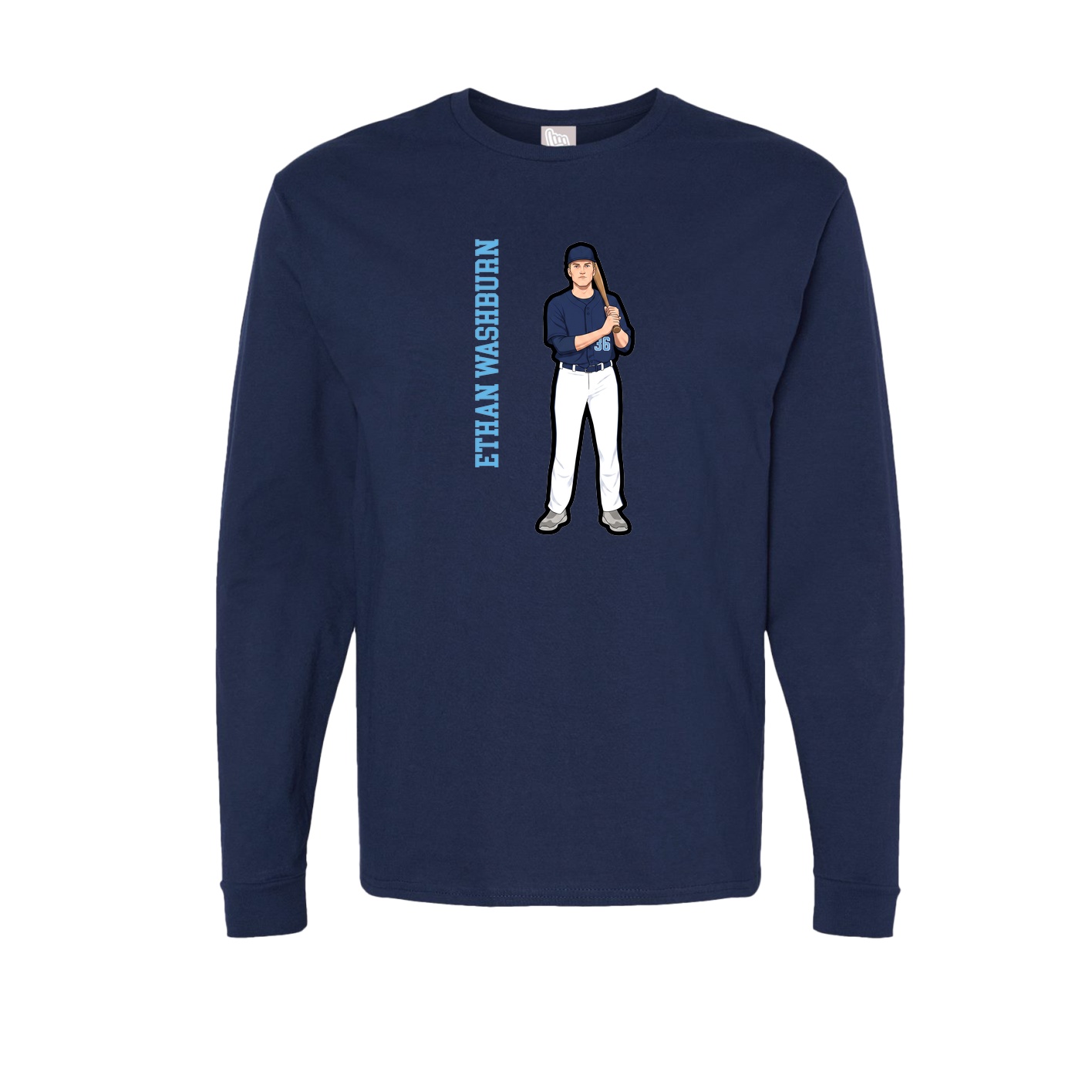 Long Sleeve Tee — Name Vertical in Navy