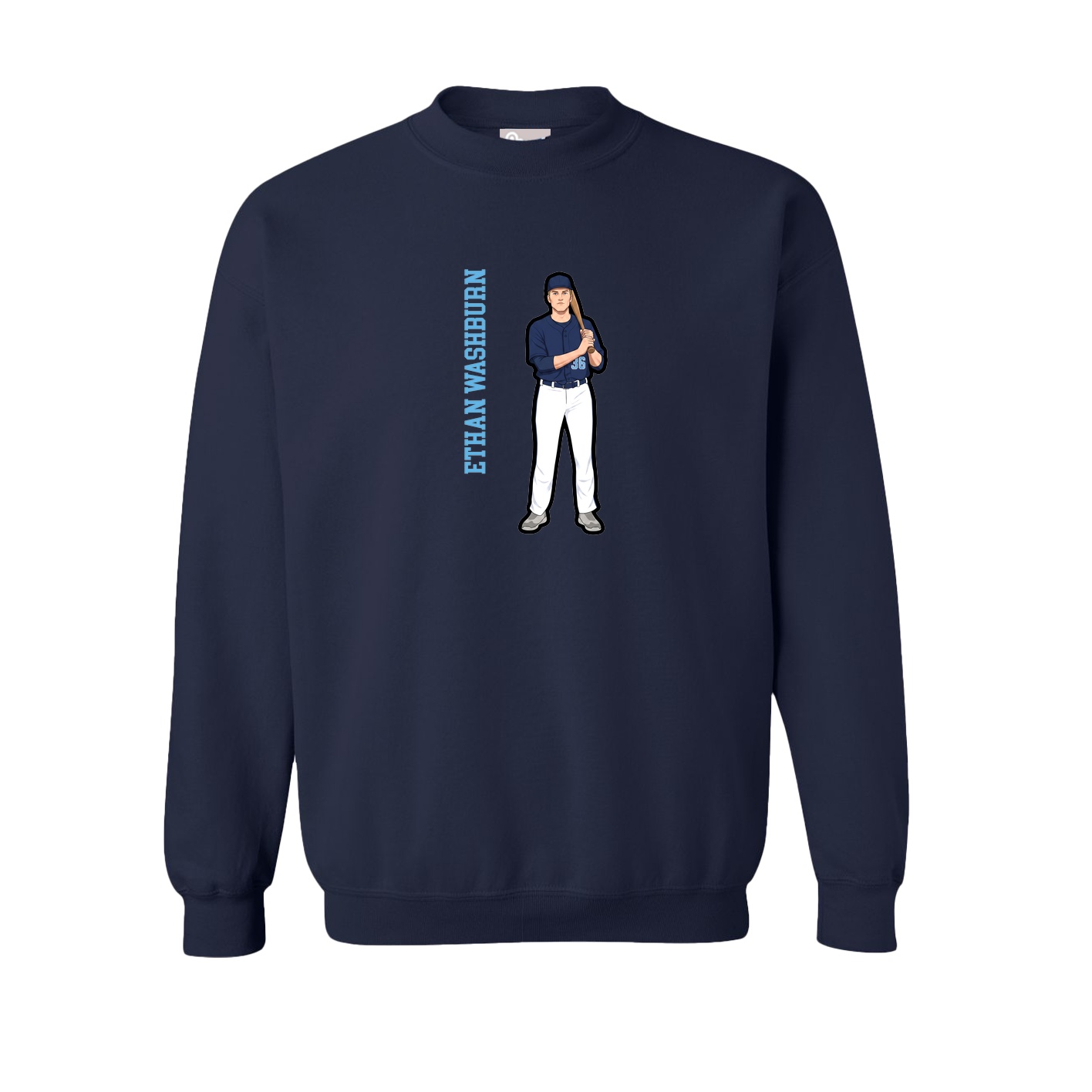 Fleece Crew — Name Vertical in Navy