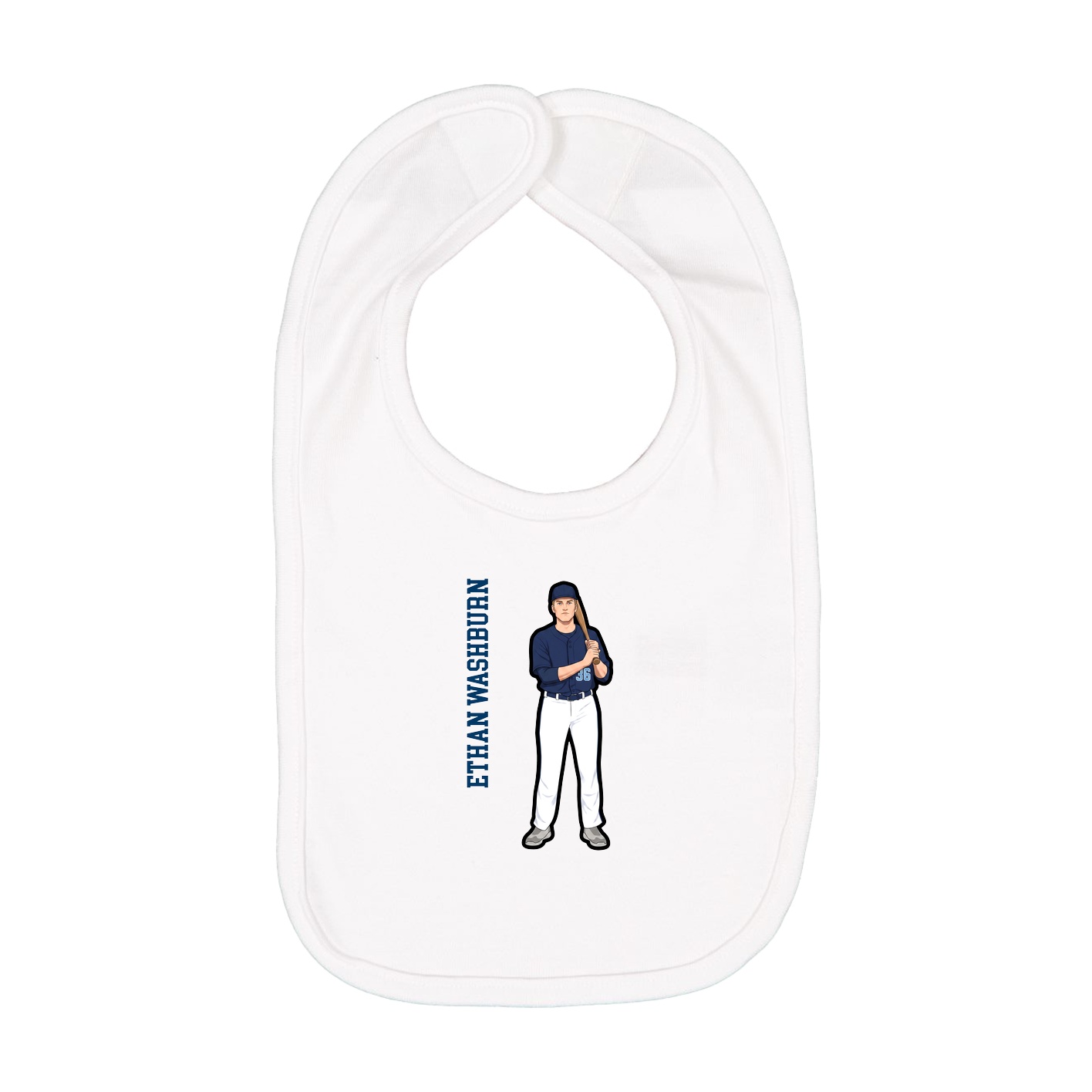 Infant Bib — Name Vertical in White
