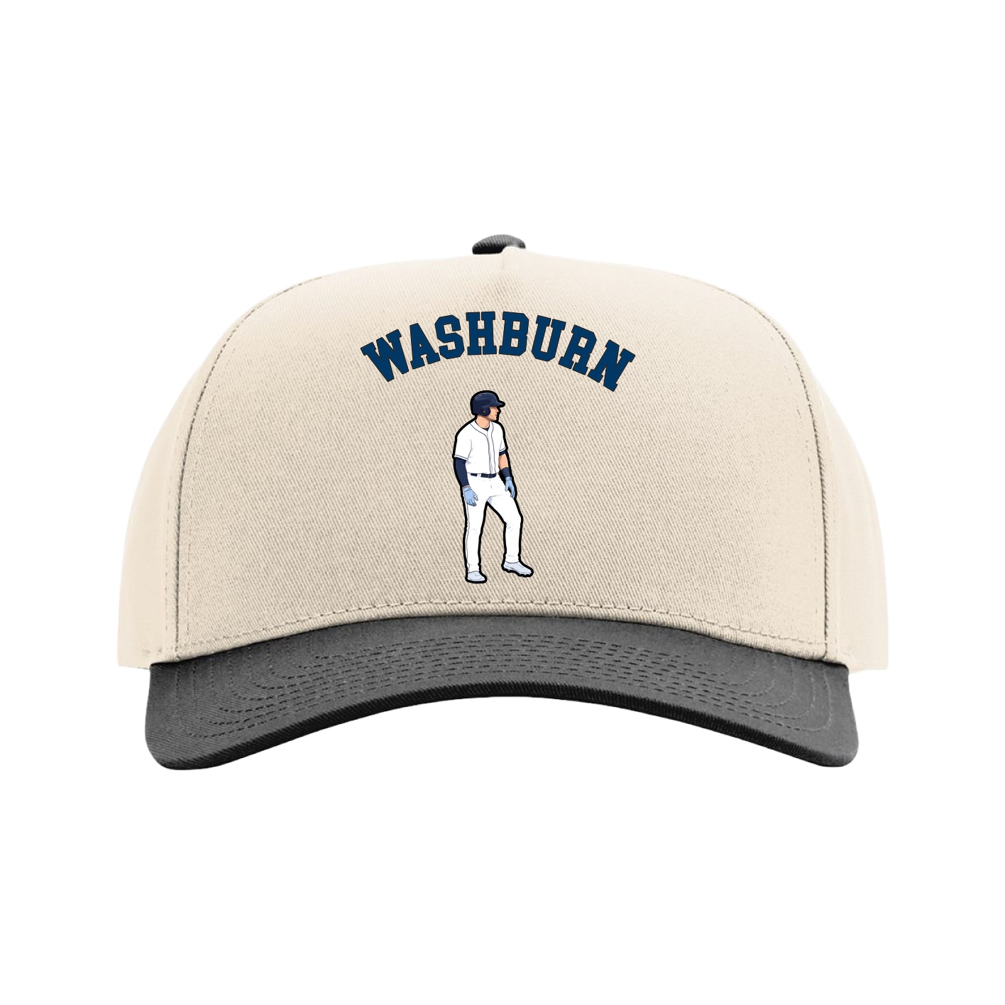Full Fabric Five-Panel Champ Cap — Shirsey Arch in Cream/Black