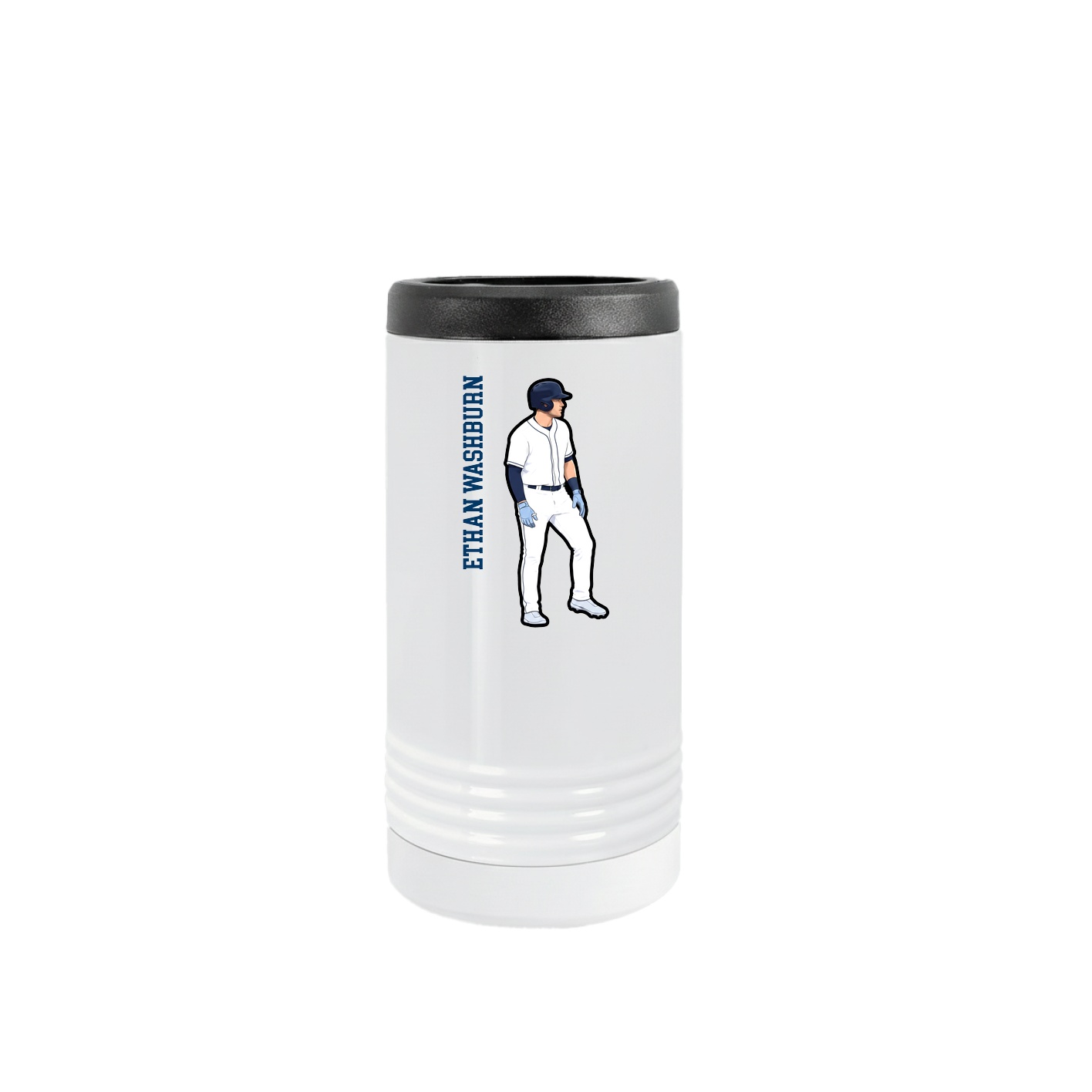 Slim Beverage Holder — Name Vertical in White