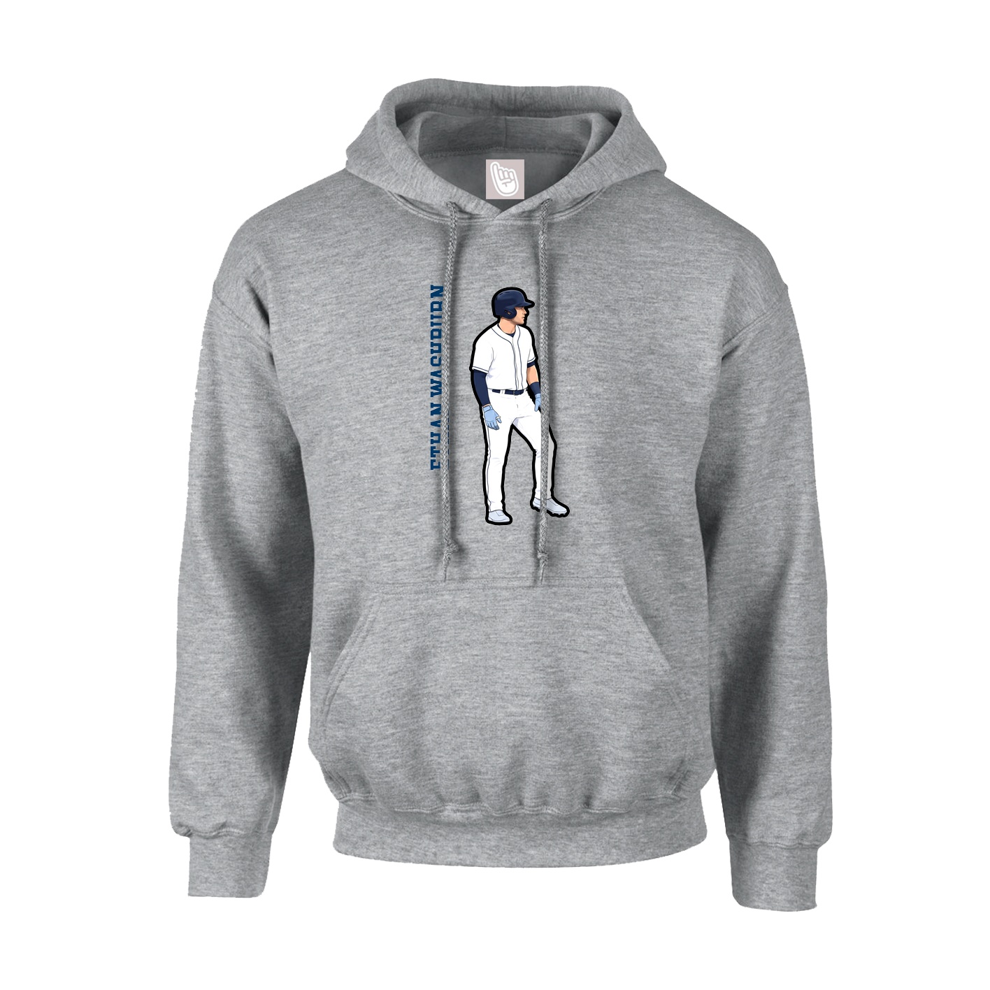 Youth Hoodie — Name Vertical in Grey