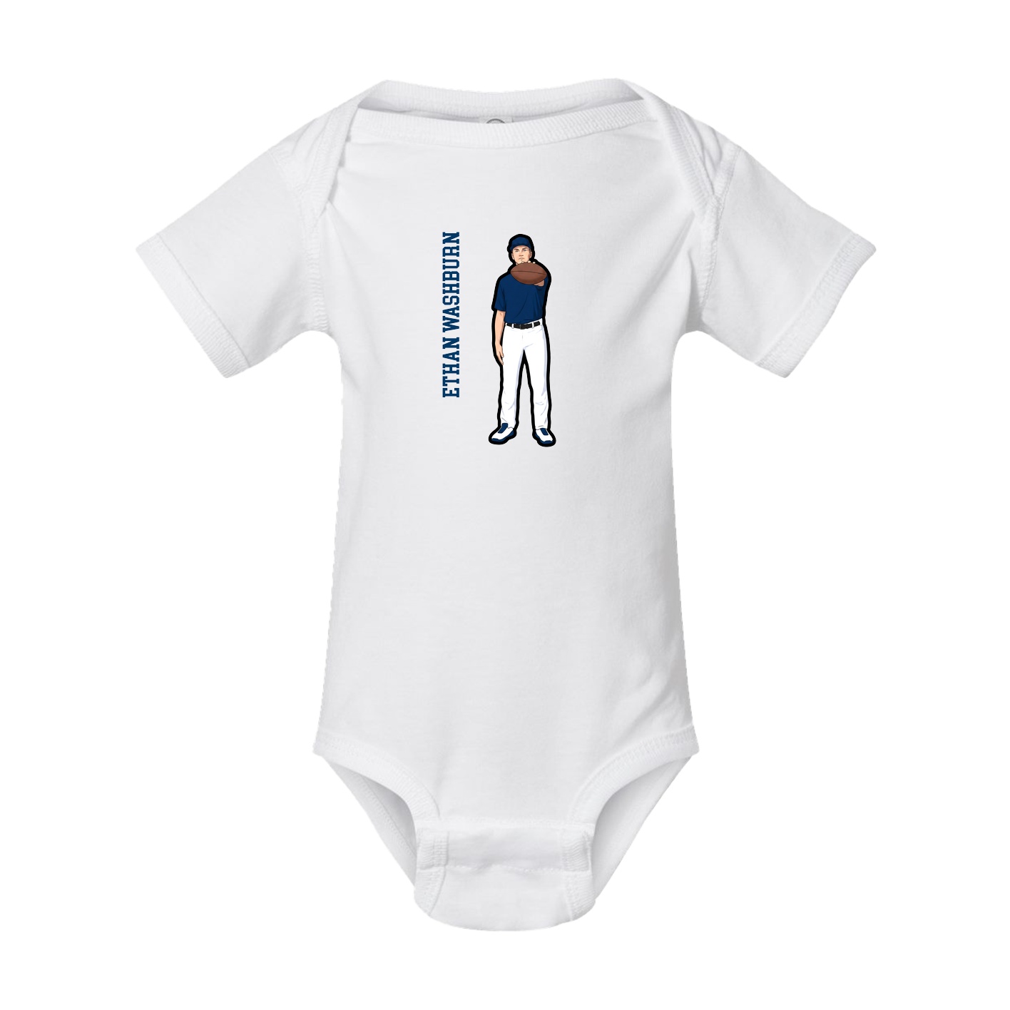 Baby Onesie — Name Vertical in White