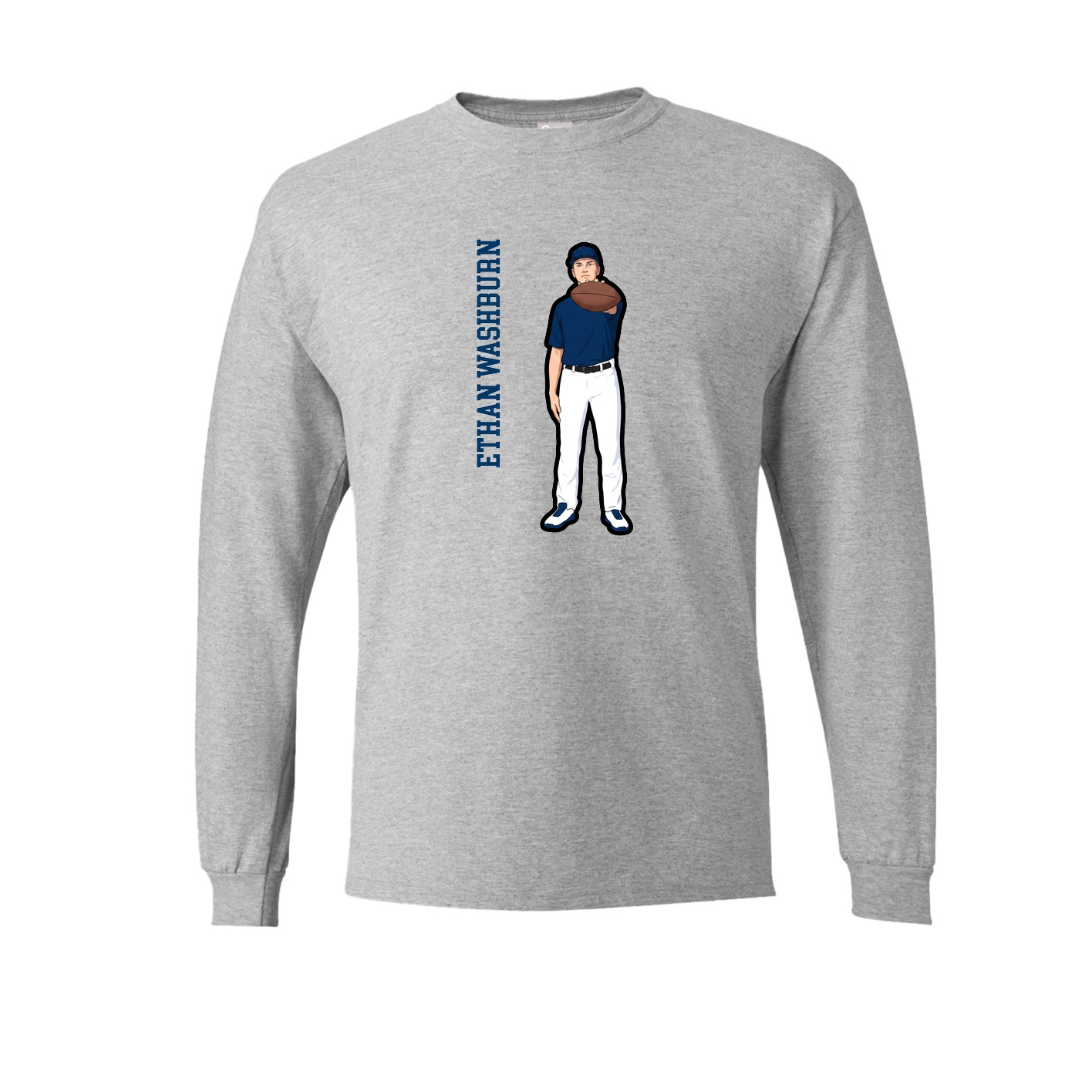 Long Sleeve Tee — Name Vertical in Grey