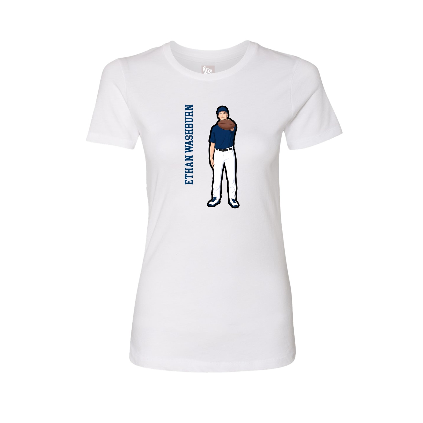Womens Tee — Name Vertical in White